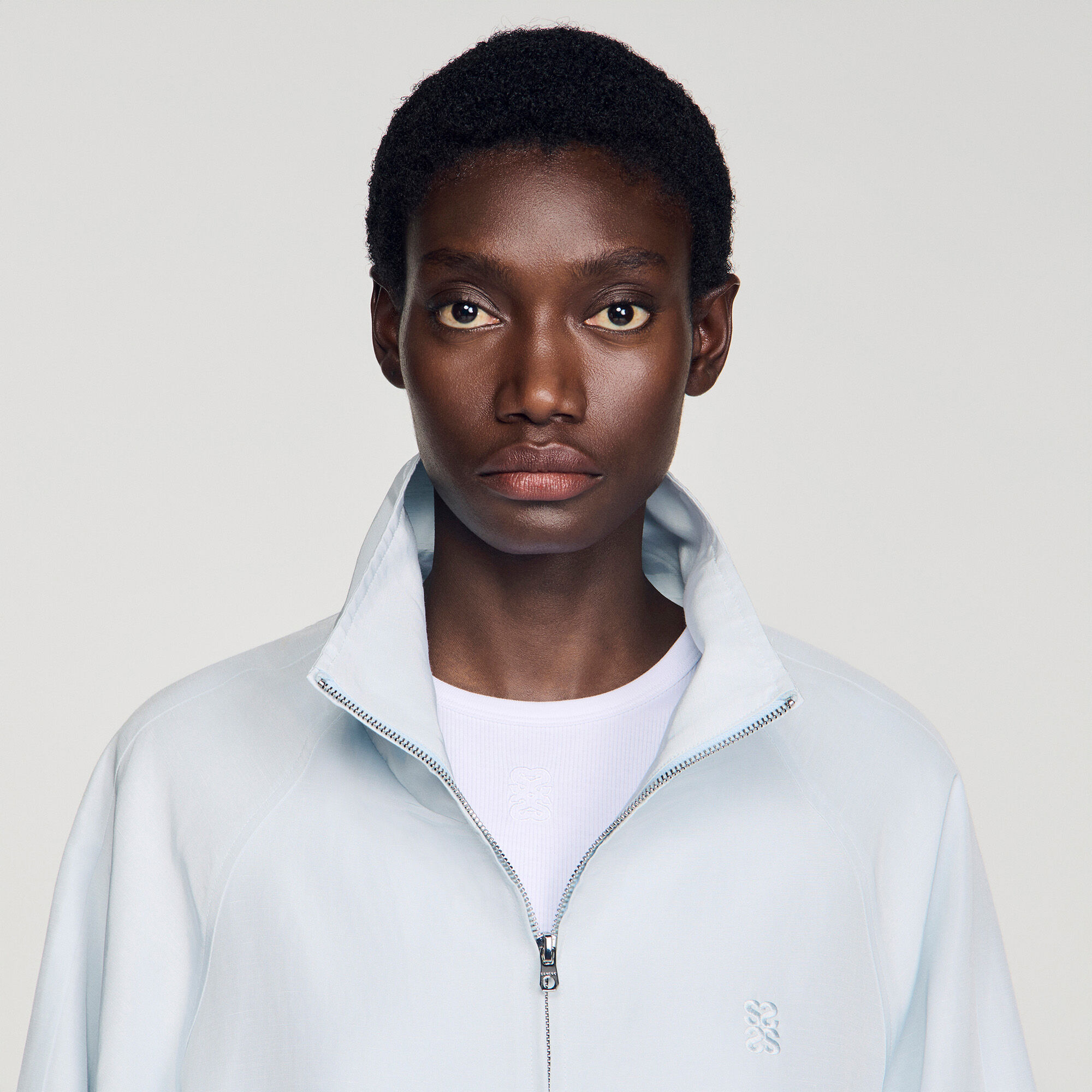 Blouson oversize col montant brod&eacute;