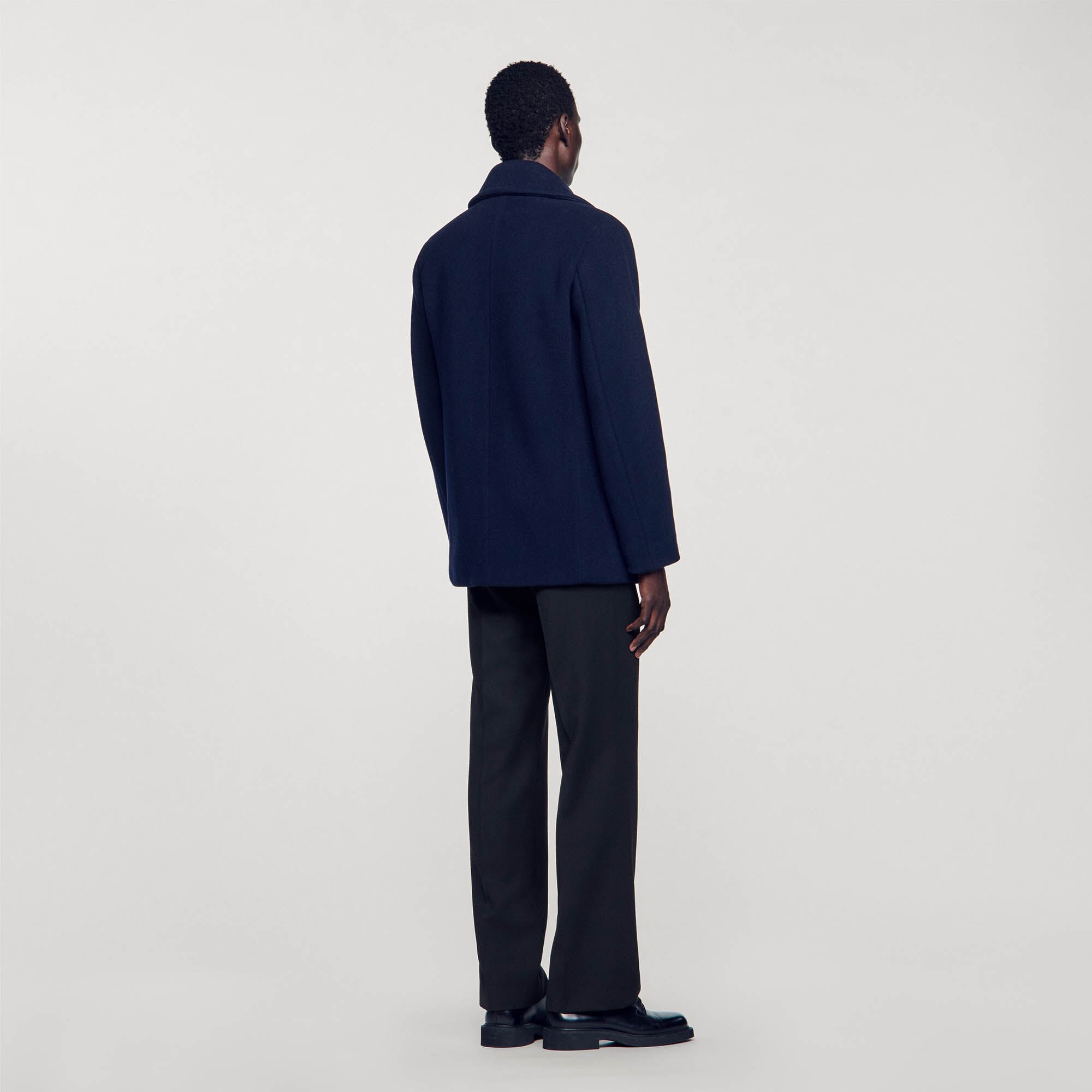 Manteau droit en laine mélangée
