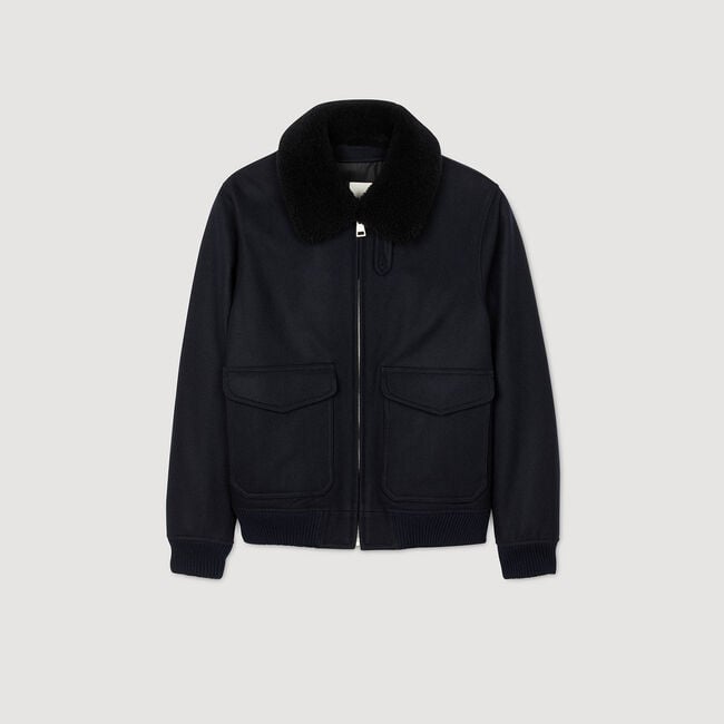 Blouson en laine col amovible