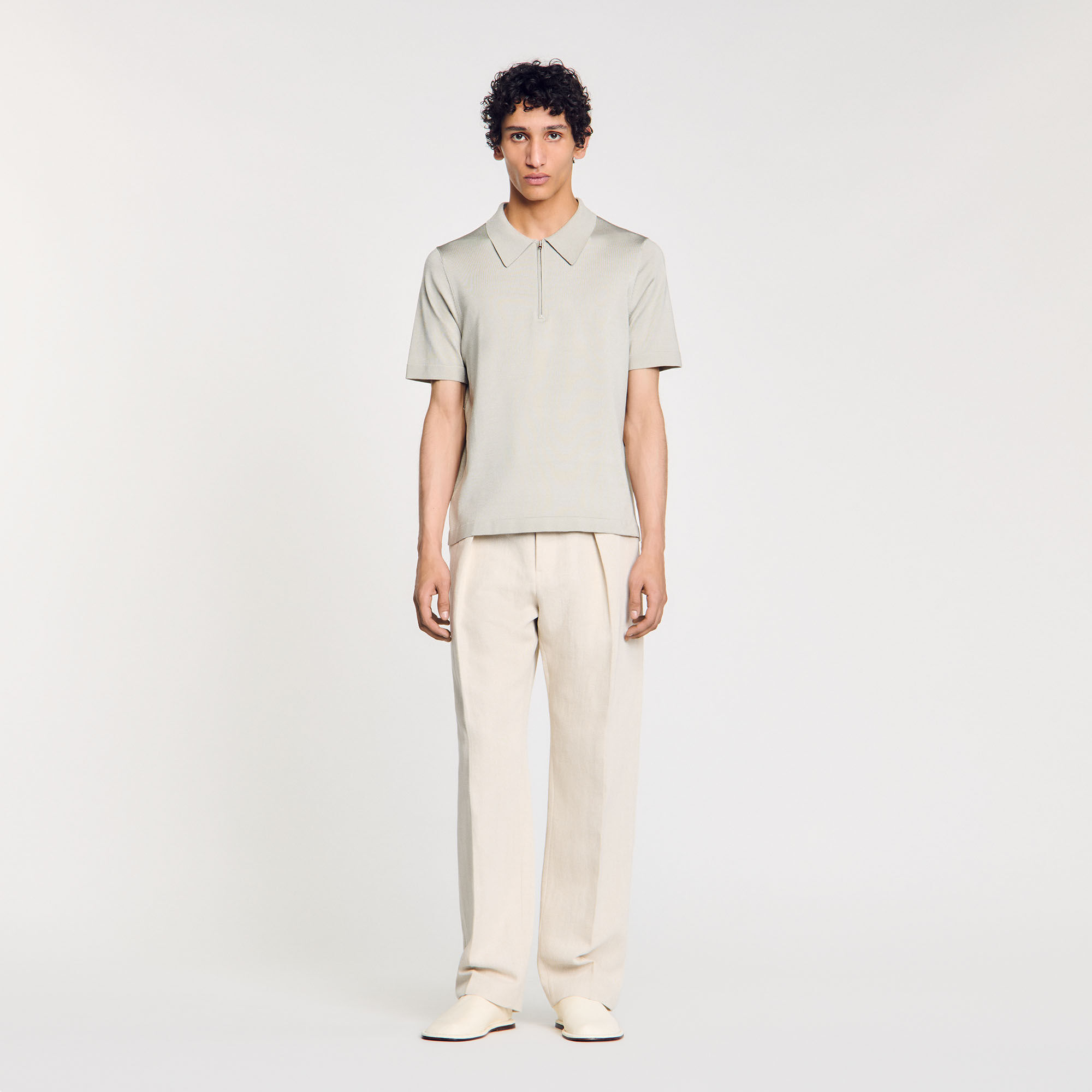 Polo en maille à col zippé
