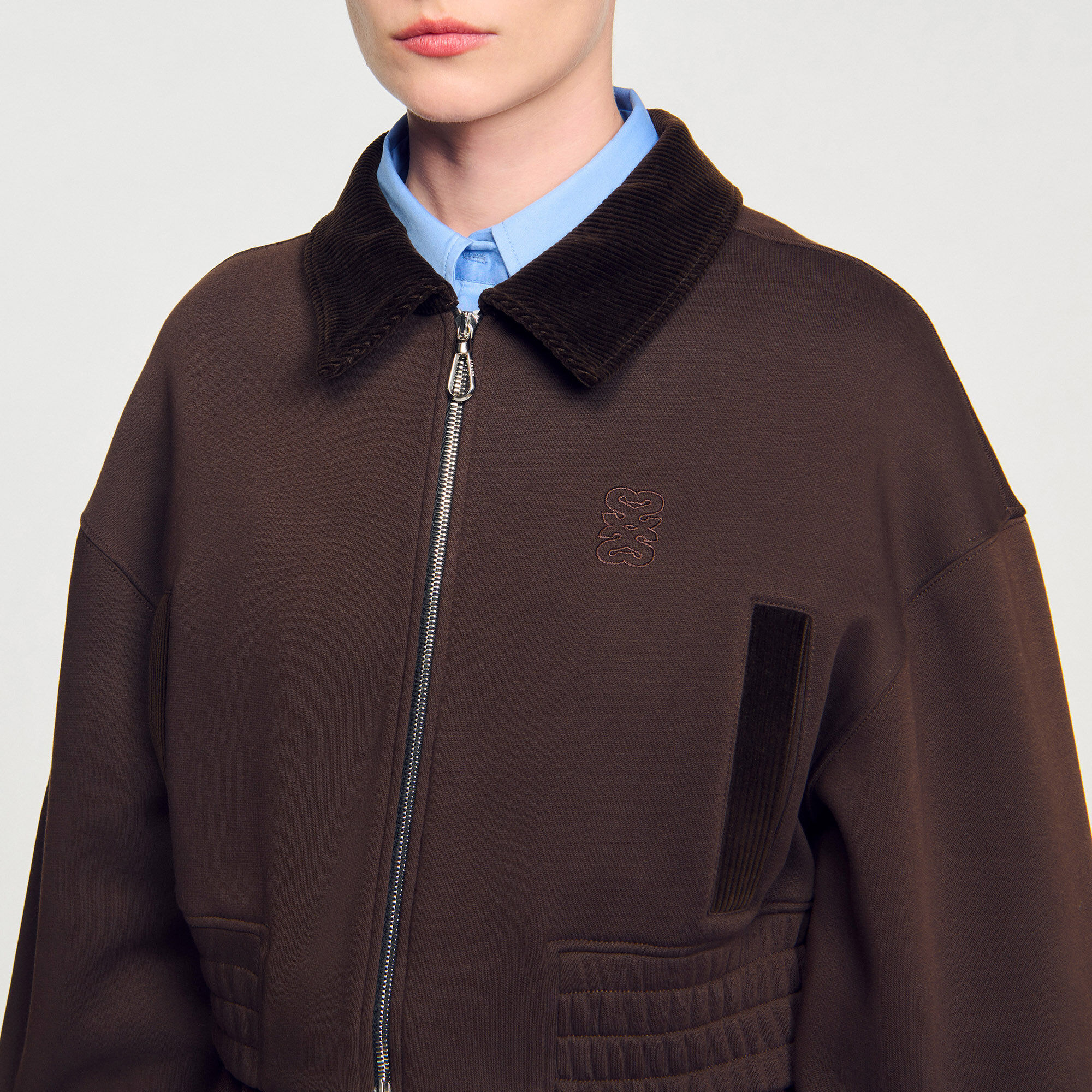 Sweatshirt court bi matière