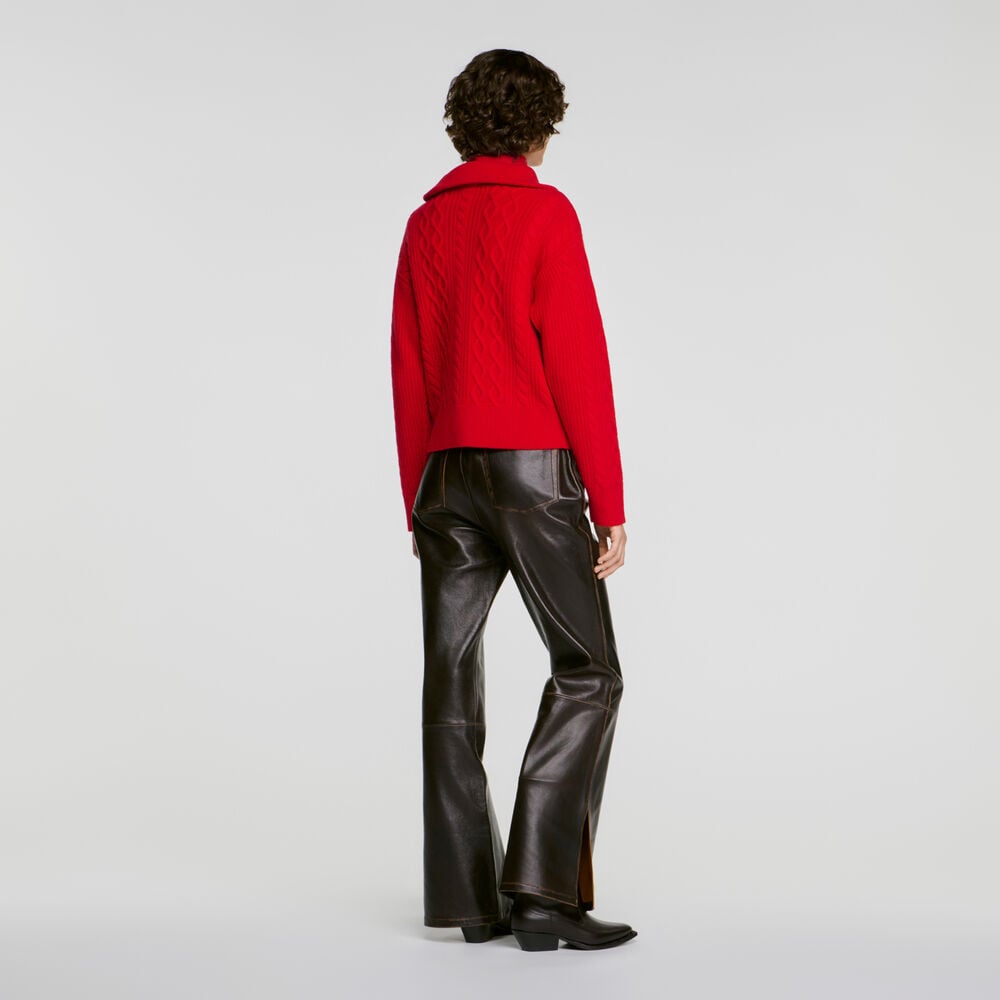 Sandro Pull col camionneur en laine – Rouge – vue 5