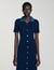 Robe longue maille col denim