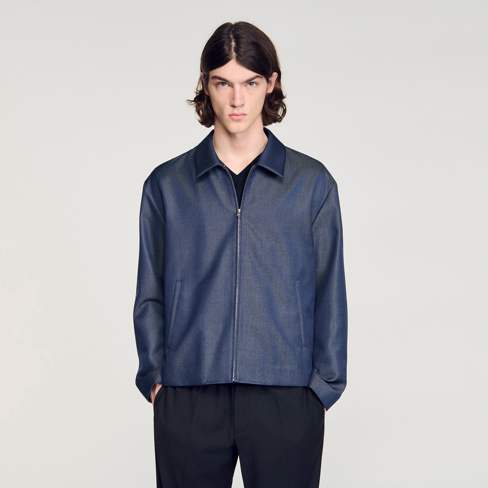 Blouson zipp&eacute; effet denim