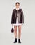 Blouson long en cuir vieilli