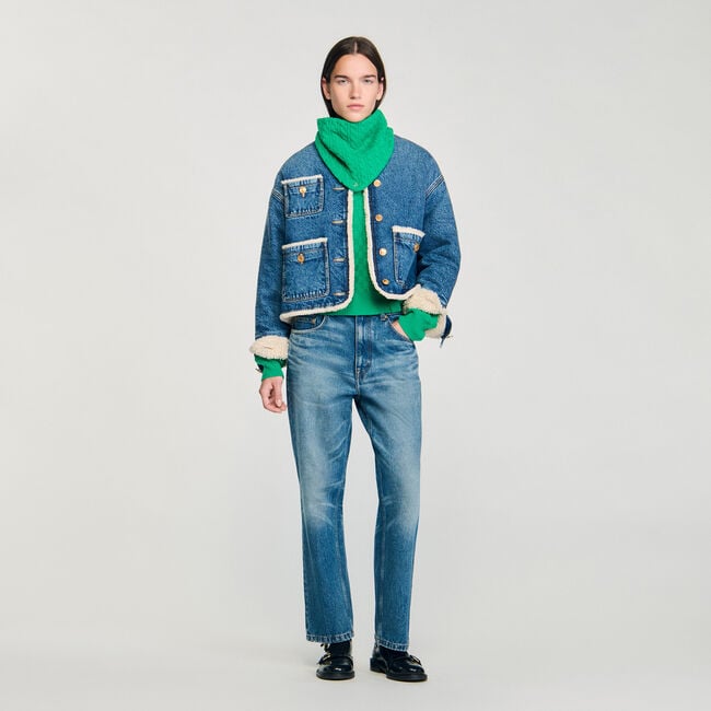 Blouson en denim et fausse fourrure
