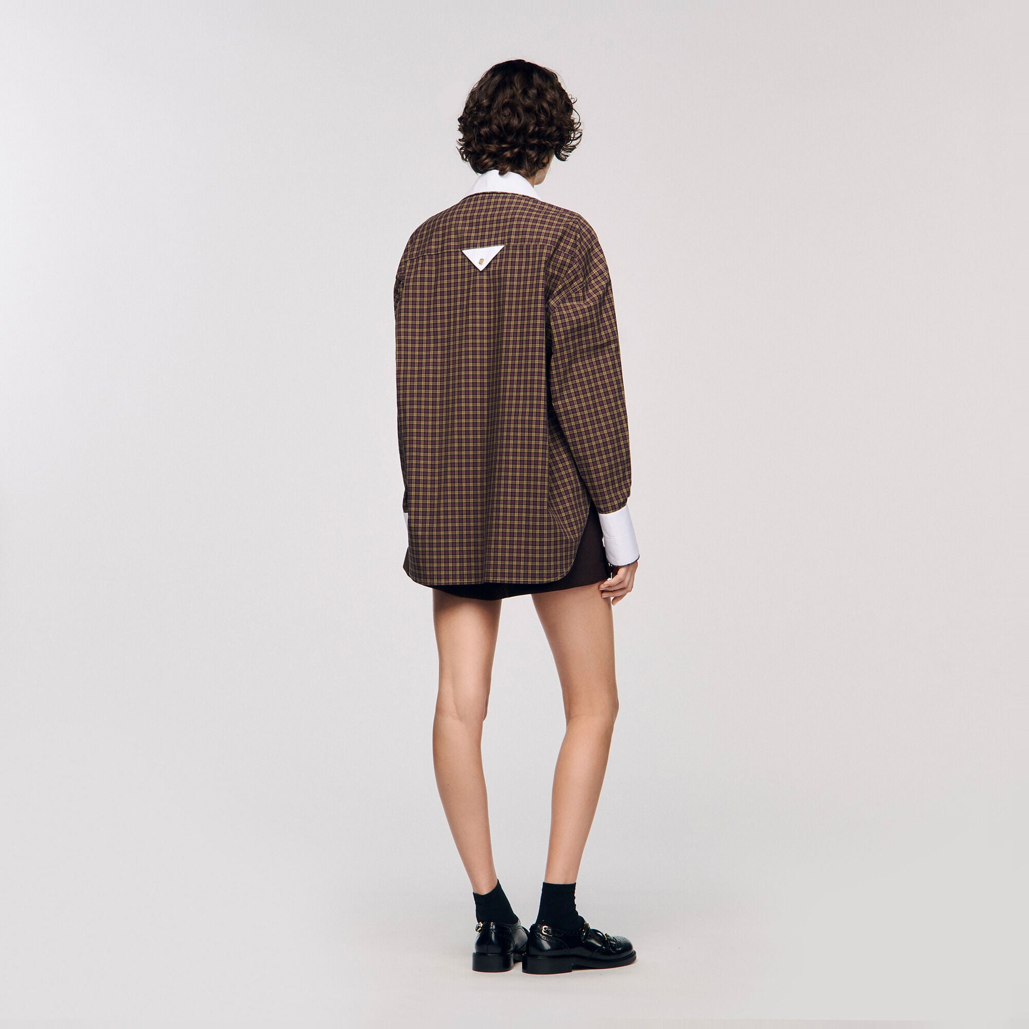 Chemise bicolore &agrave; carreaux - Femme | Sandro Paris