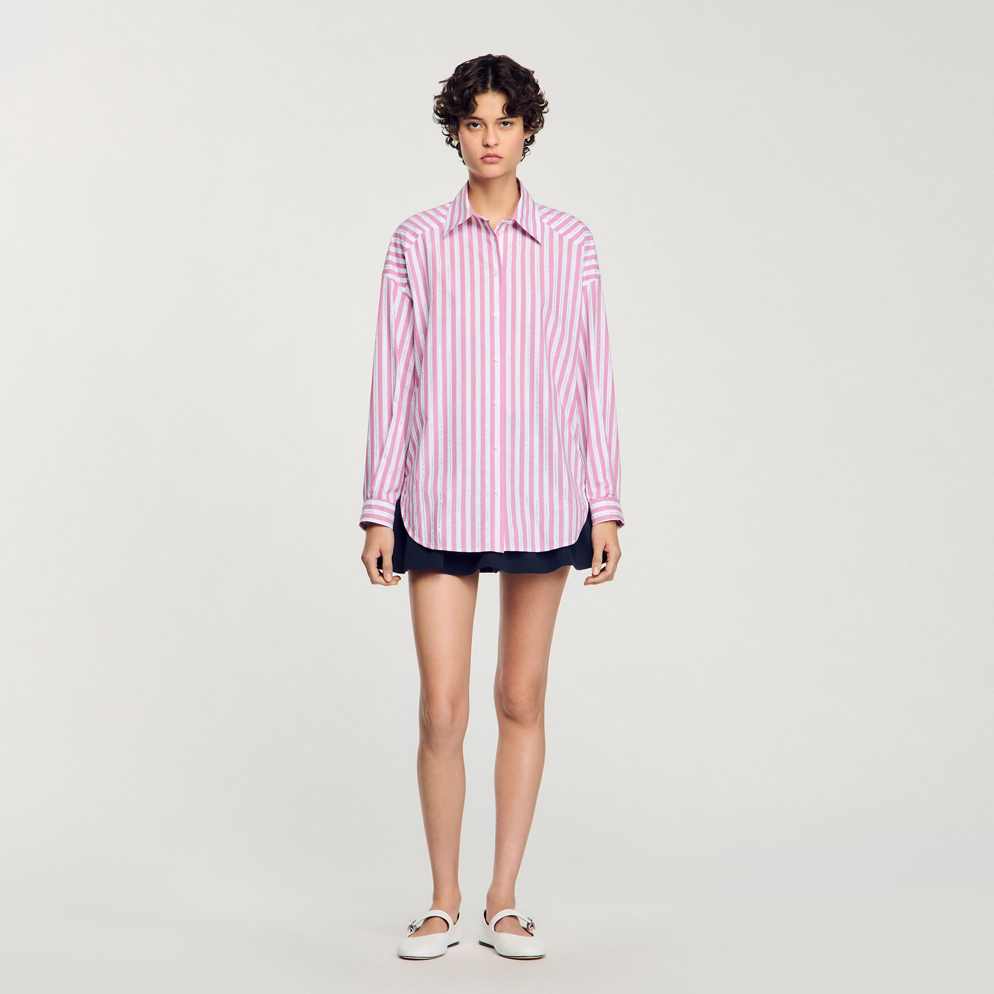 Chemise à rayures strassée