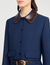 Veste courte à col en cuir 