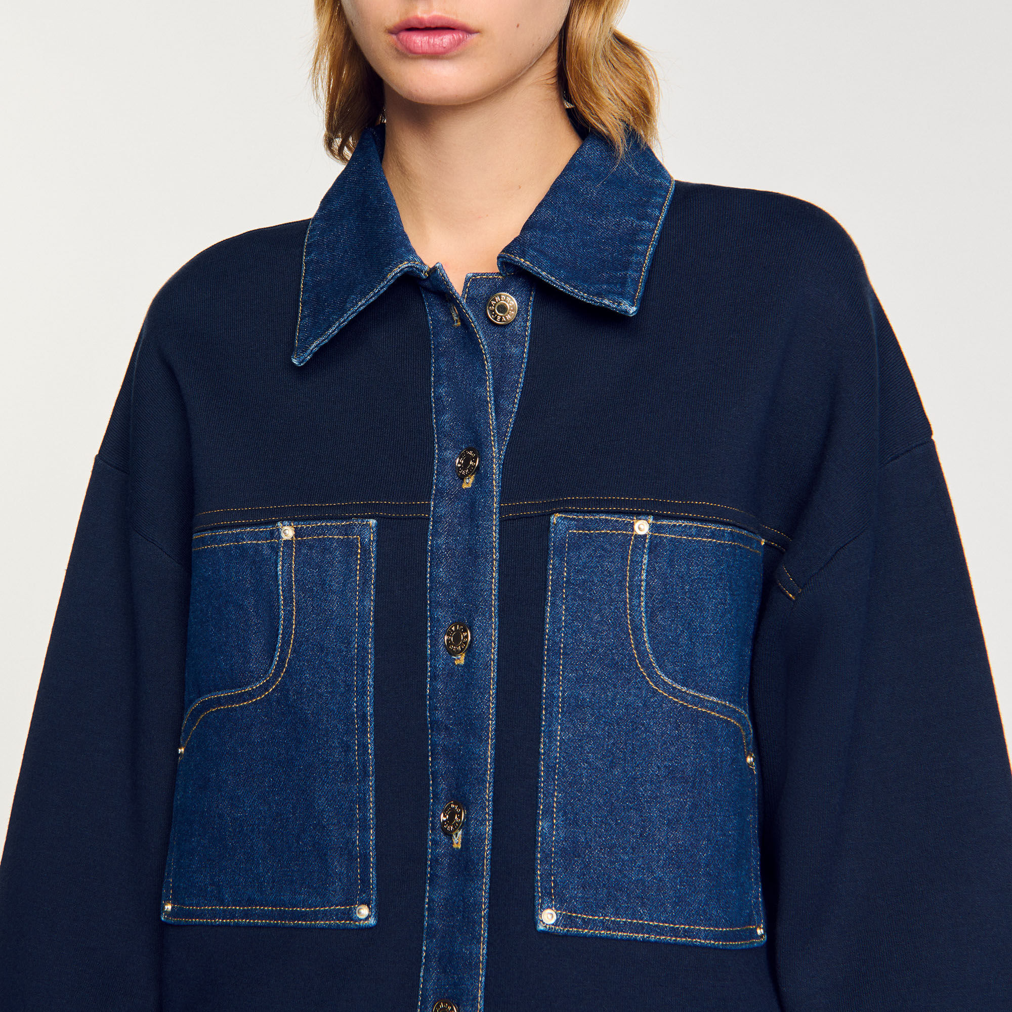Cardigan à détail denim