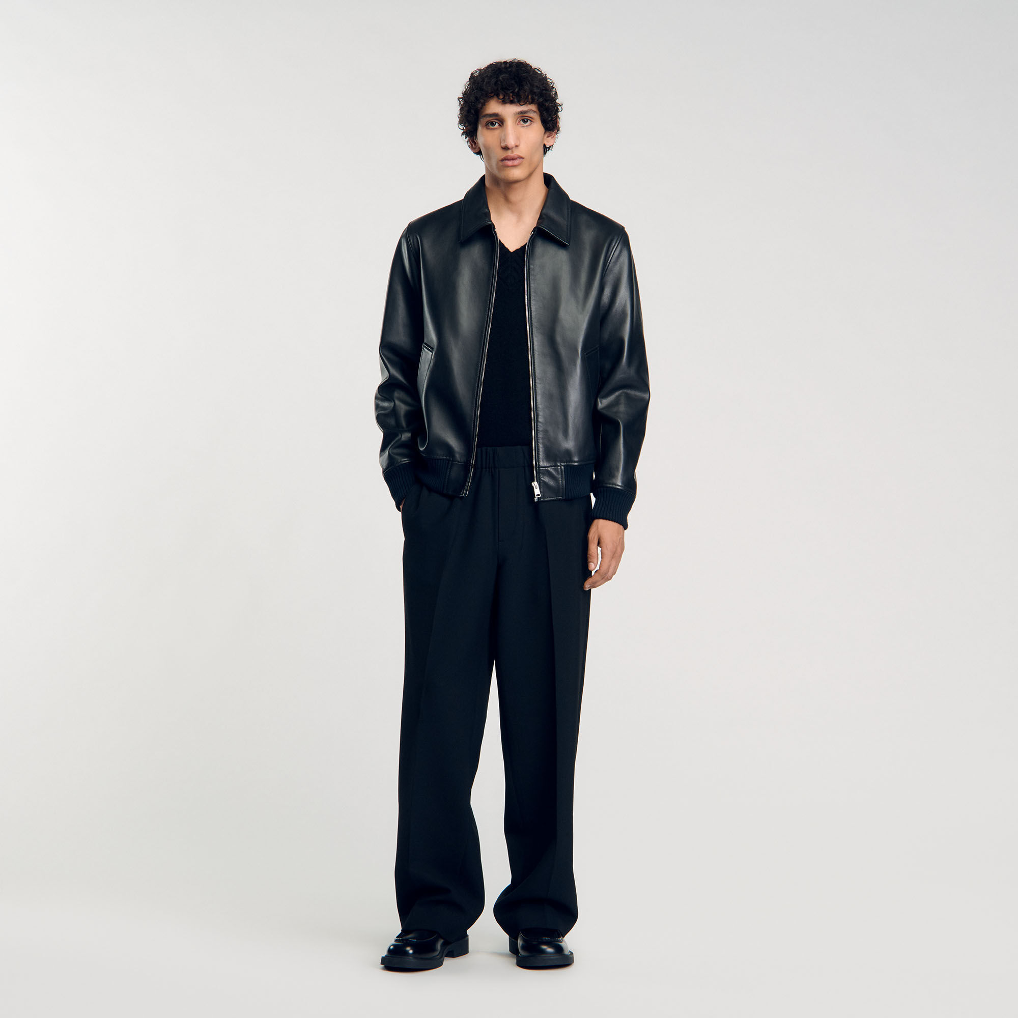 Sandro veste en cuir homme new arrivals
