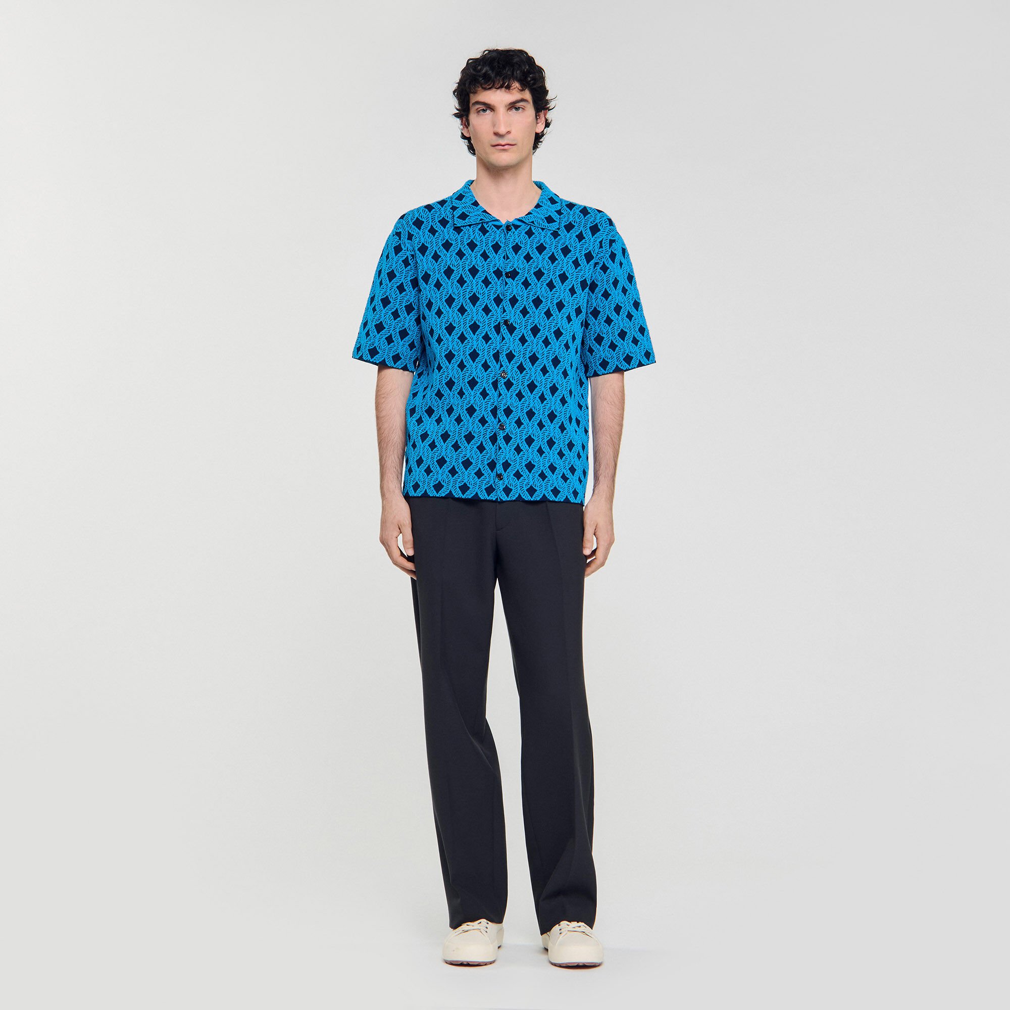 Chemise cardigan à jacquard corde