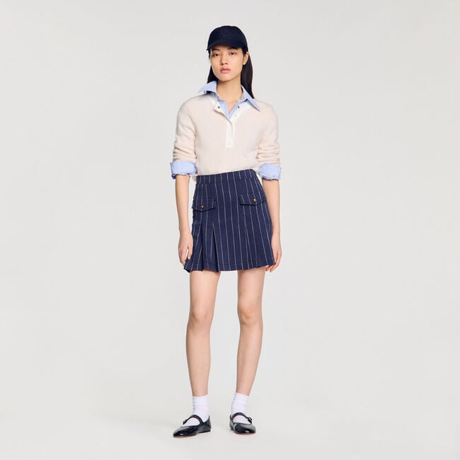 Pull bicolore en laine et cachemire 