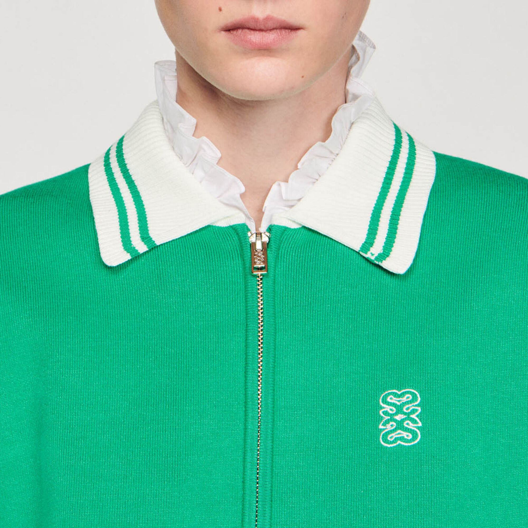 Cardigan teddy zippé Green Women Sandro Paris