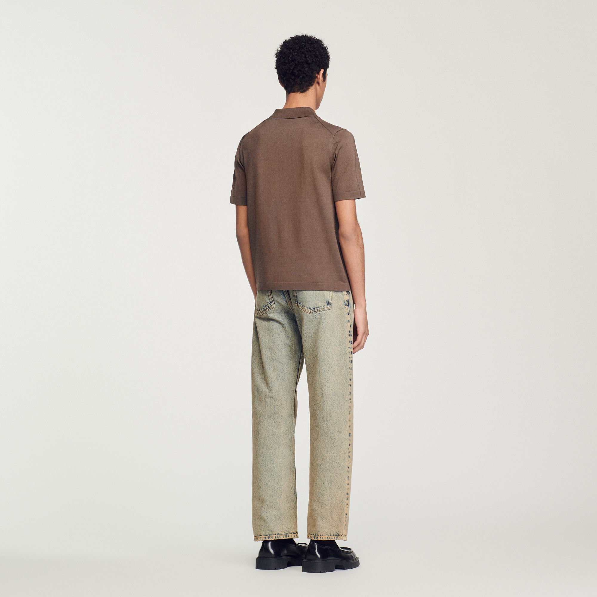 Polo en maille à col zippé