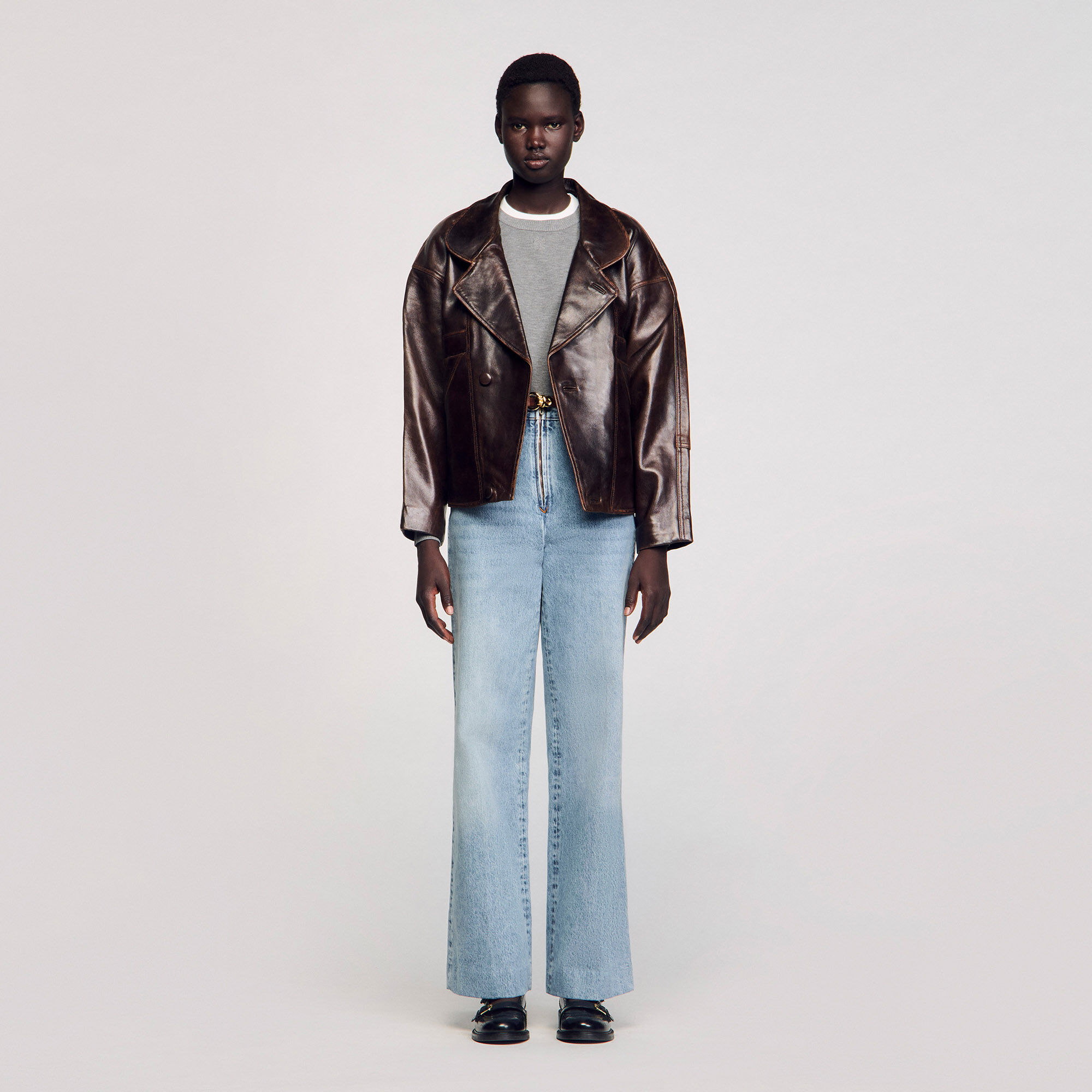 Blouson en cuir oversize