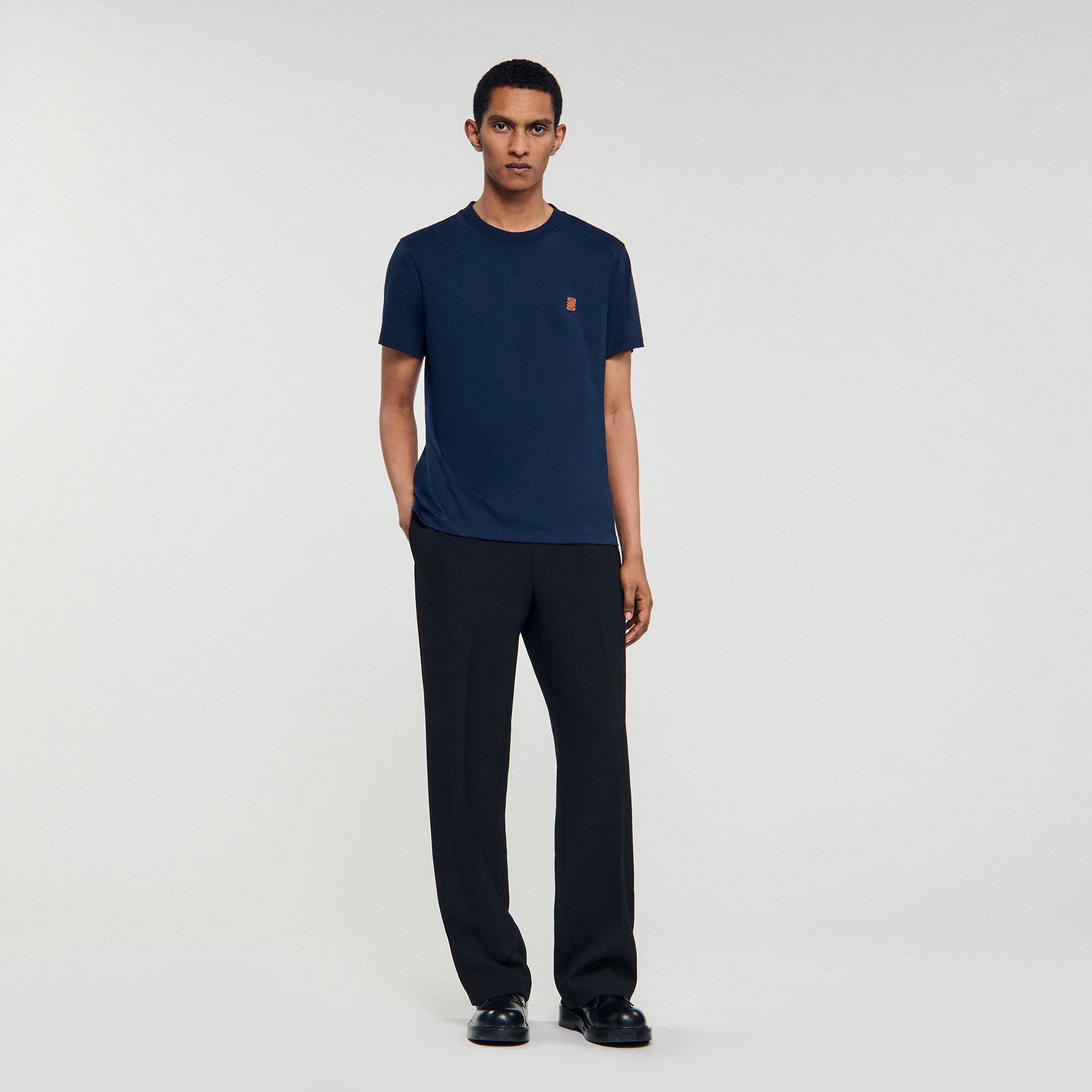 T-shirt à logo en cuir