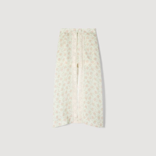 Jupe short longue &agrave; imprim&eacute; fleurs
