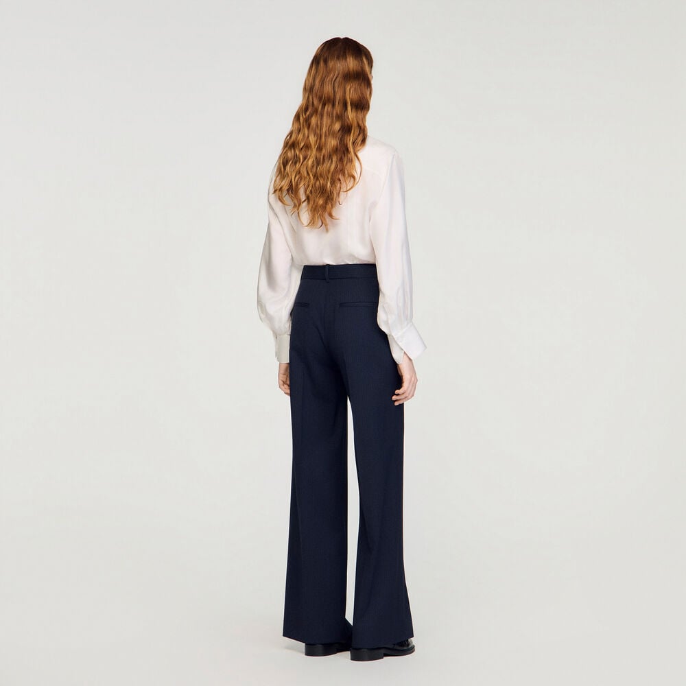 Sandro Pantalon à fines rayures – Marine – vue 5