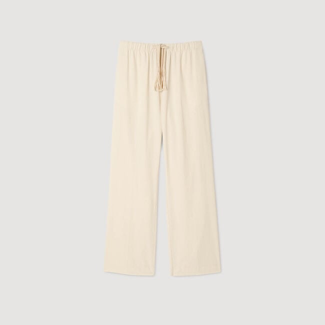 Pantalon large en coton élastiqué