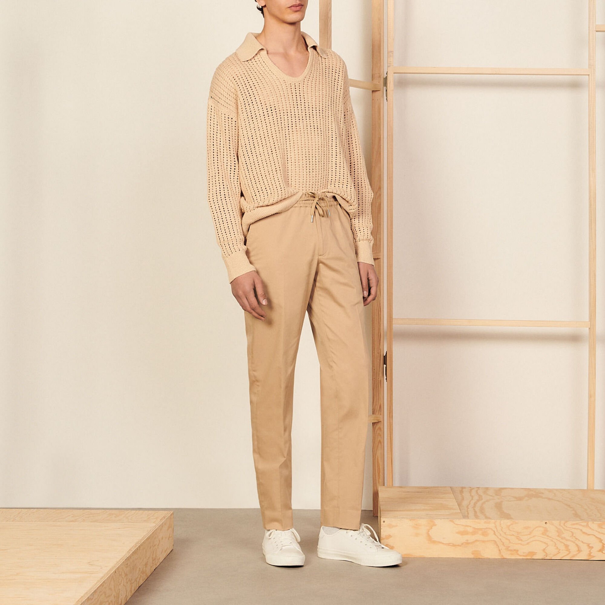 Pantalon carotte en coton
