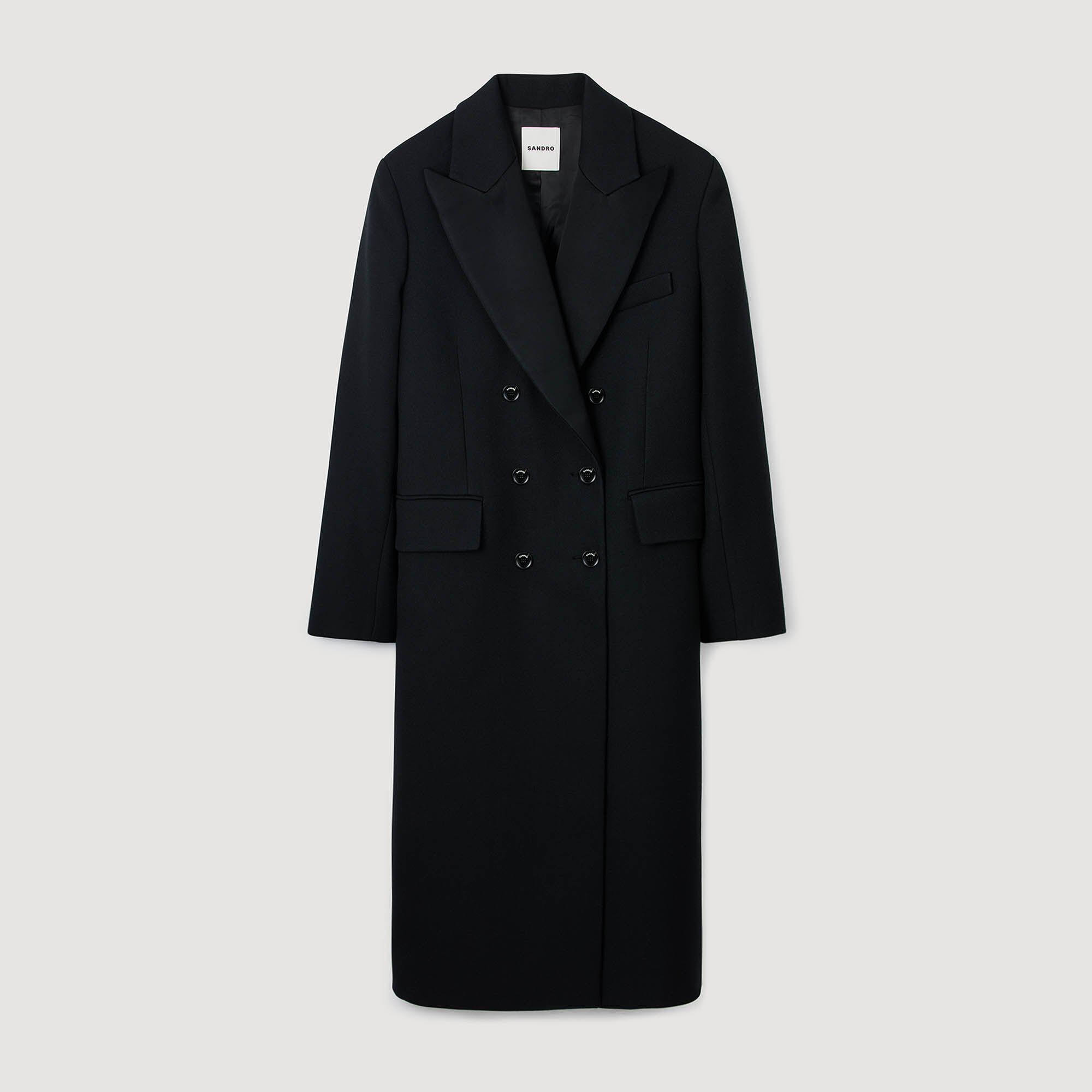 Manteau long à revers satinés