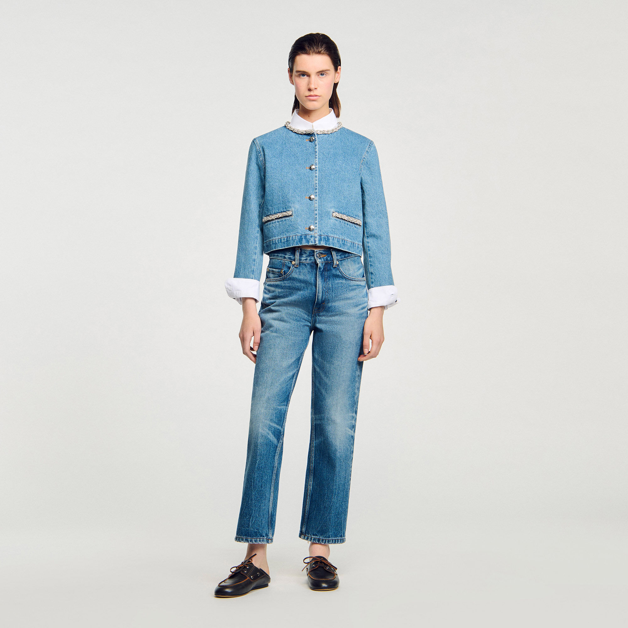 Blouson en denim strassé