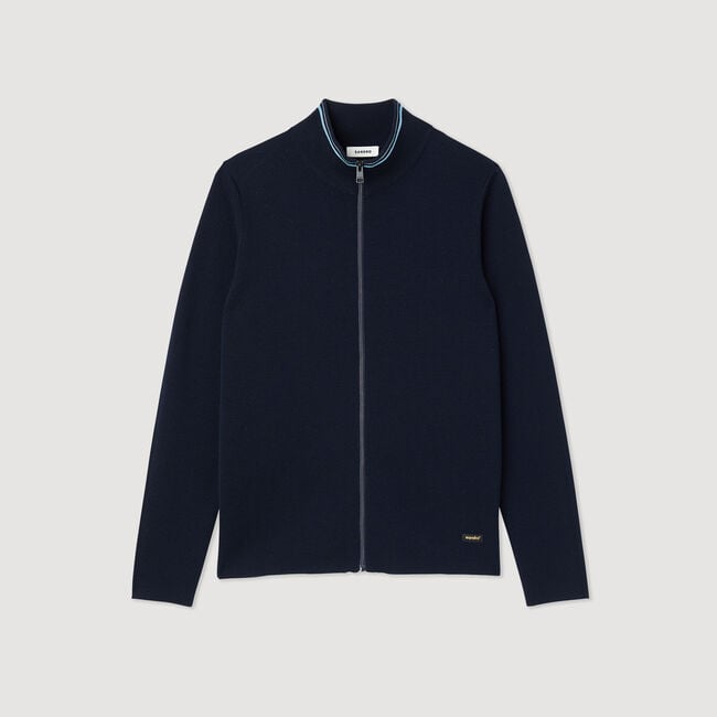 Cardigan zippé à col rayé