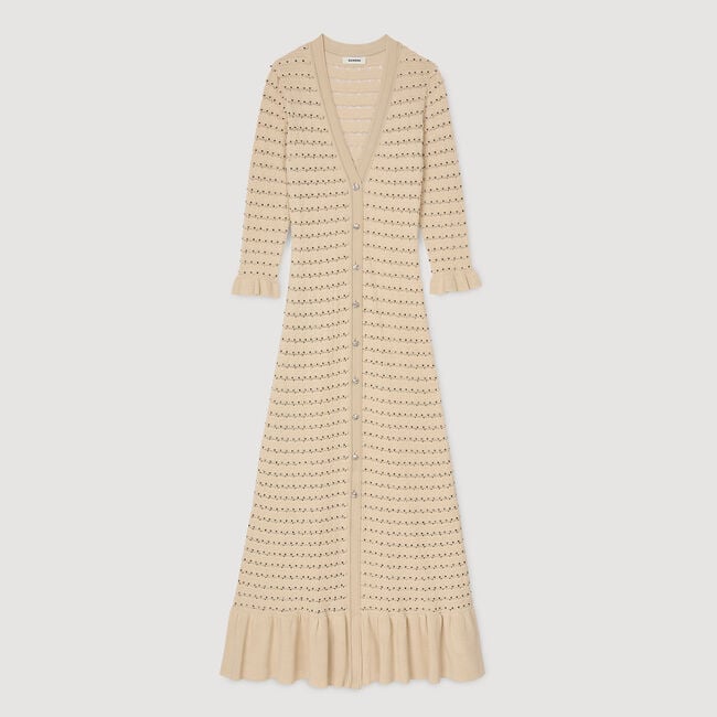 Robe longue en maille strassée