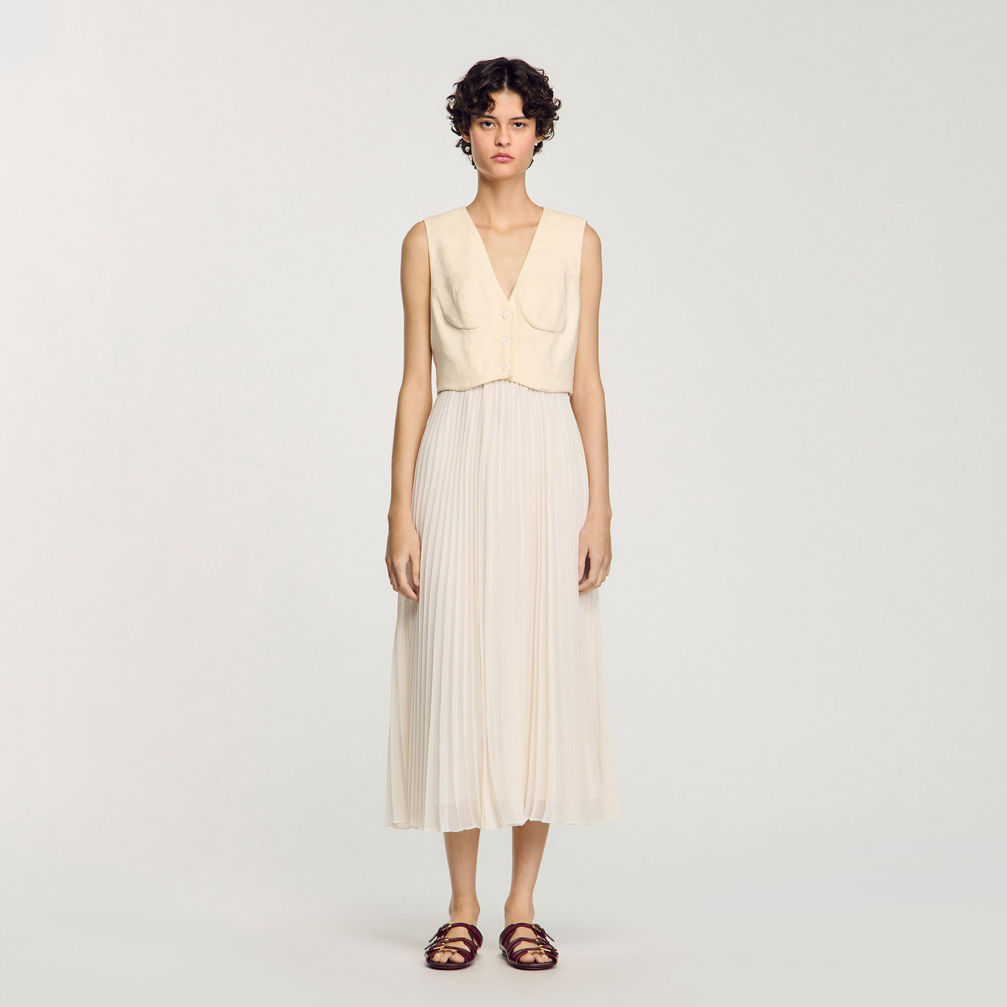 Robe longue plissée