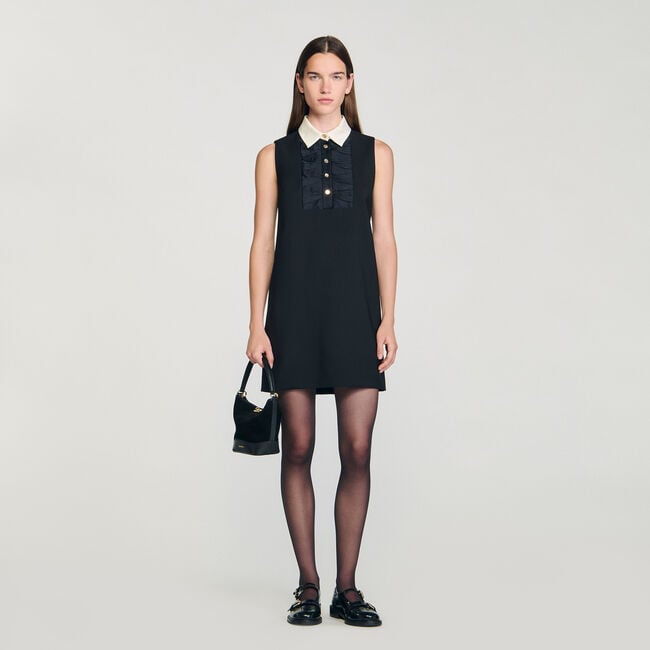 Robe courte à col contrasté