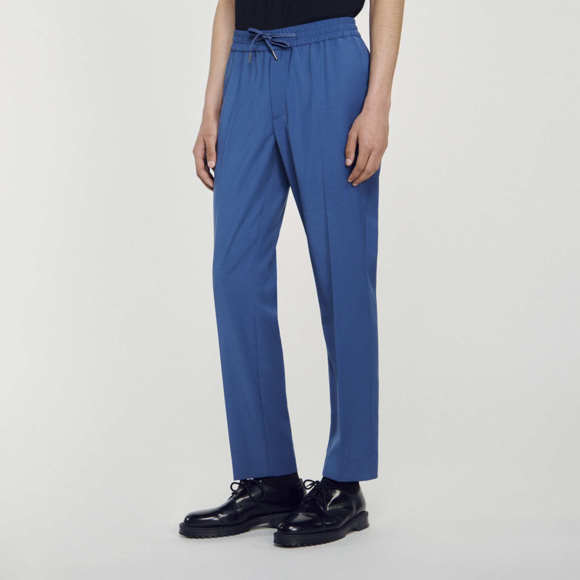 Pantalon élastiqué en laine