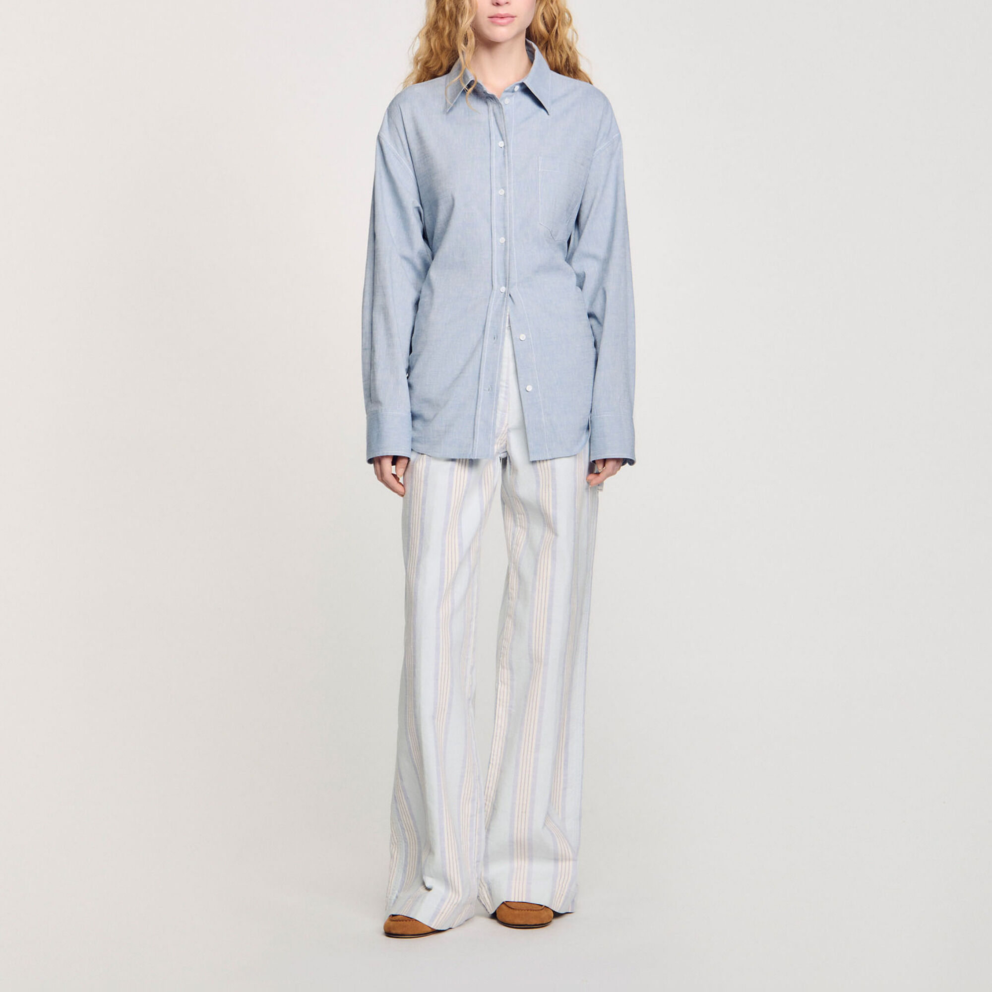Chemise longue &agrave; dos nou&eacute; - Femme | Sandro Paris