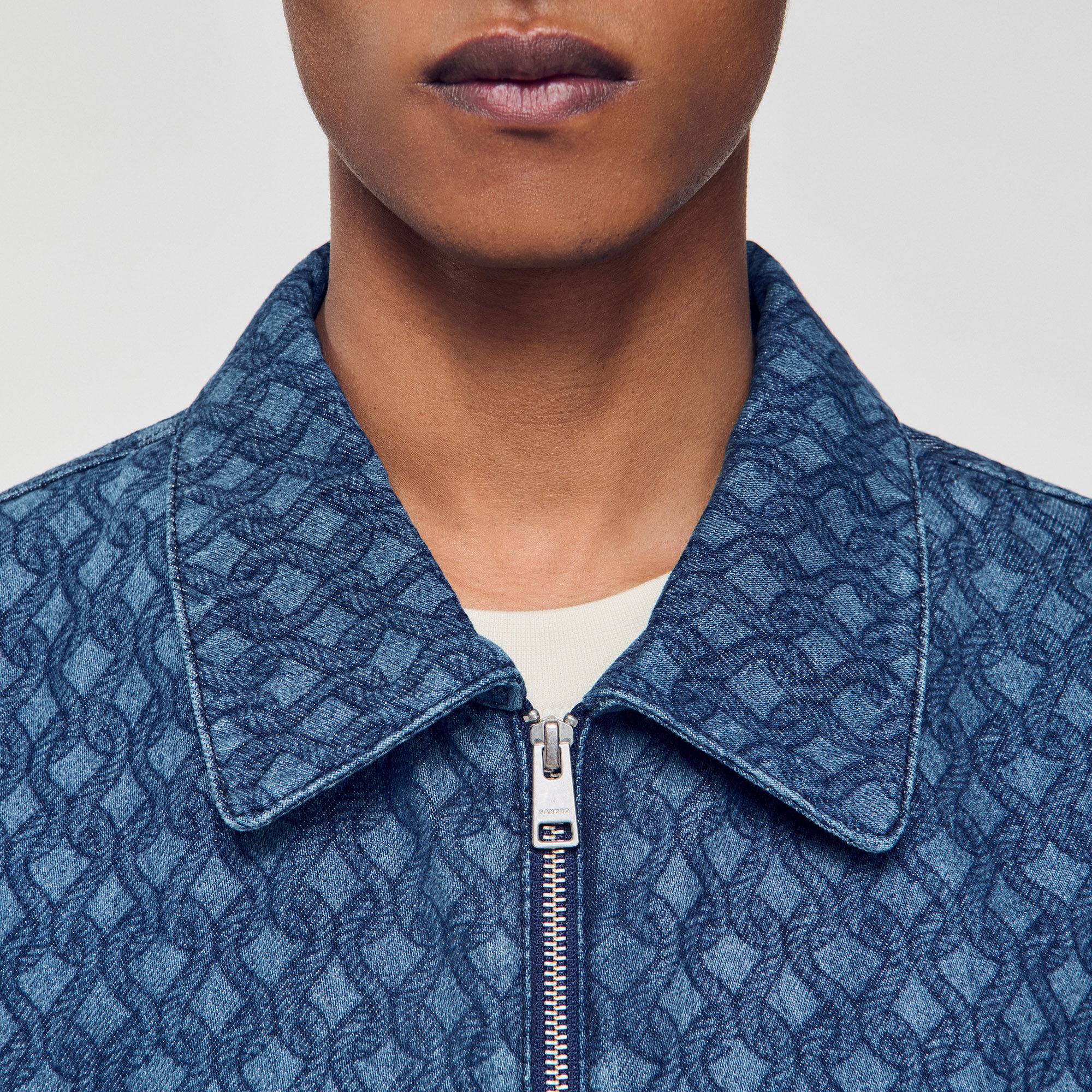 Veste en denim à motif corde