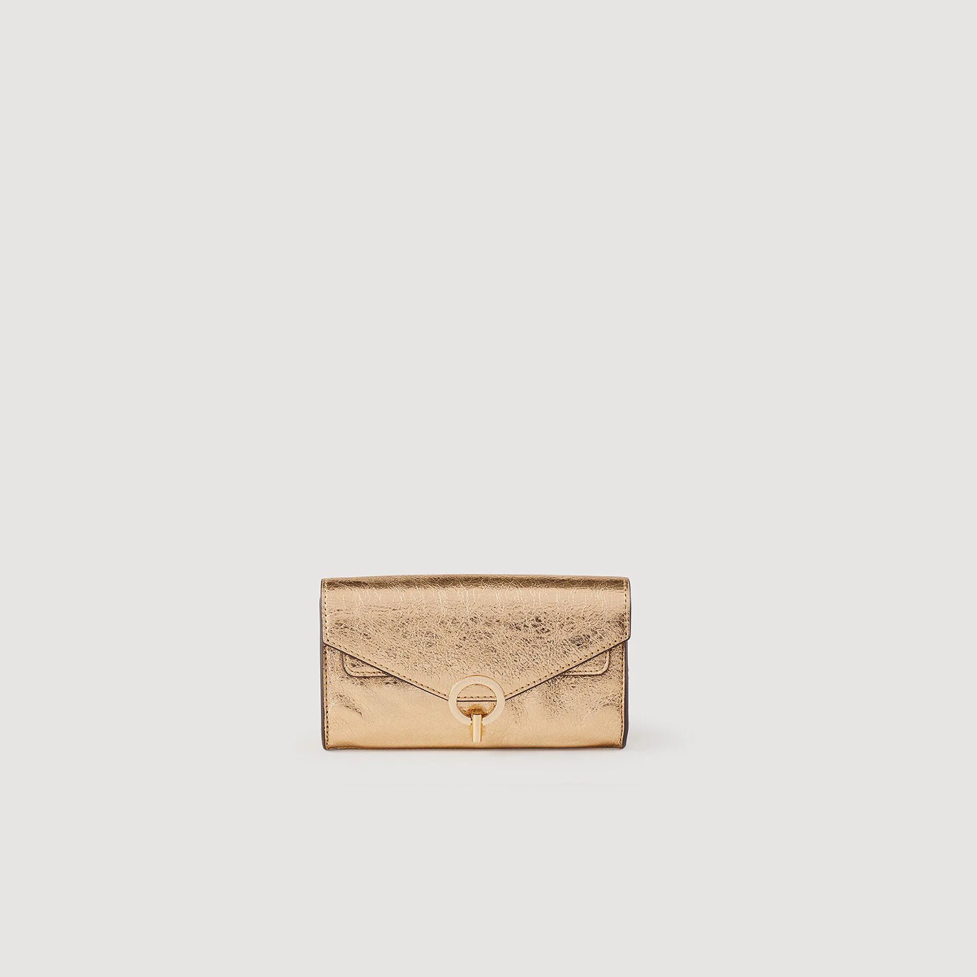 Pochette-trousse En Cuir De Vachette Aridza Bross - Couleur Gold (jaune Ocre), Neuve