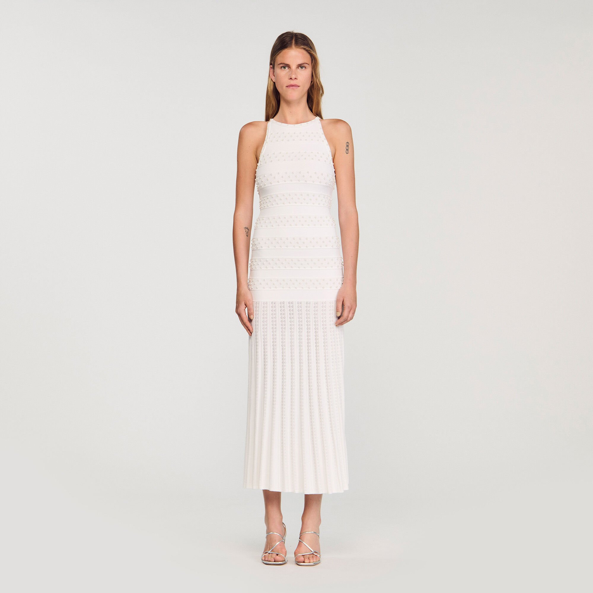 Robe longue perlée