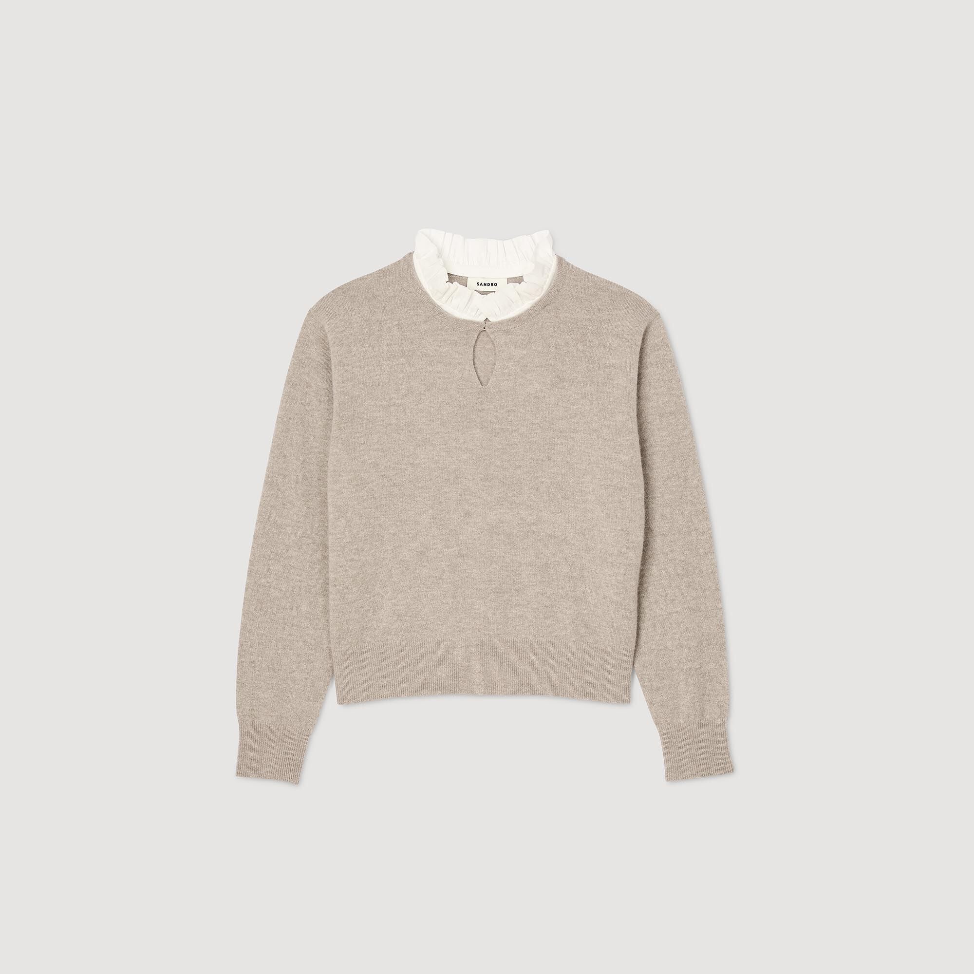 Pull en laine et cachemire &agrave; volant - Femme | Sandro Paris