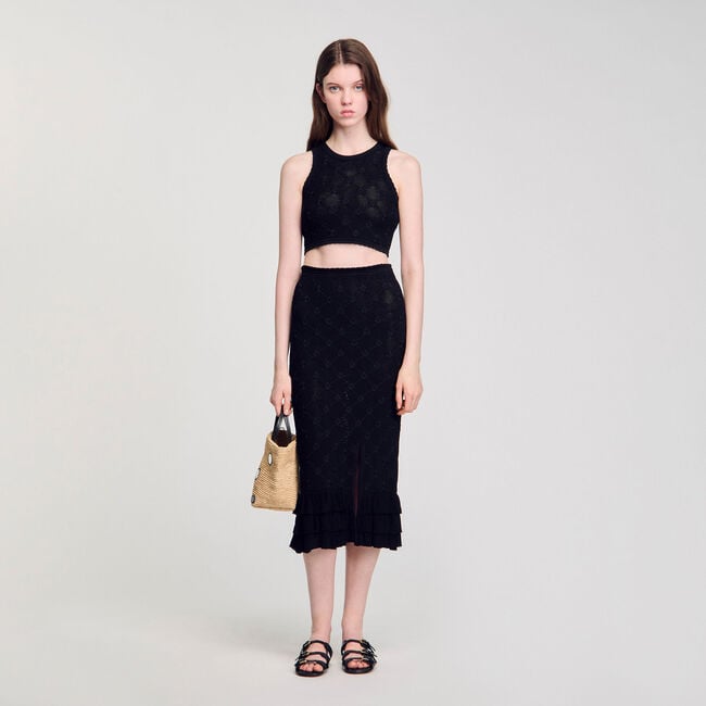 Jupe midi en maille