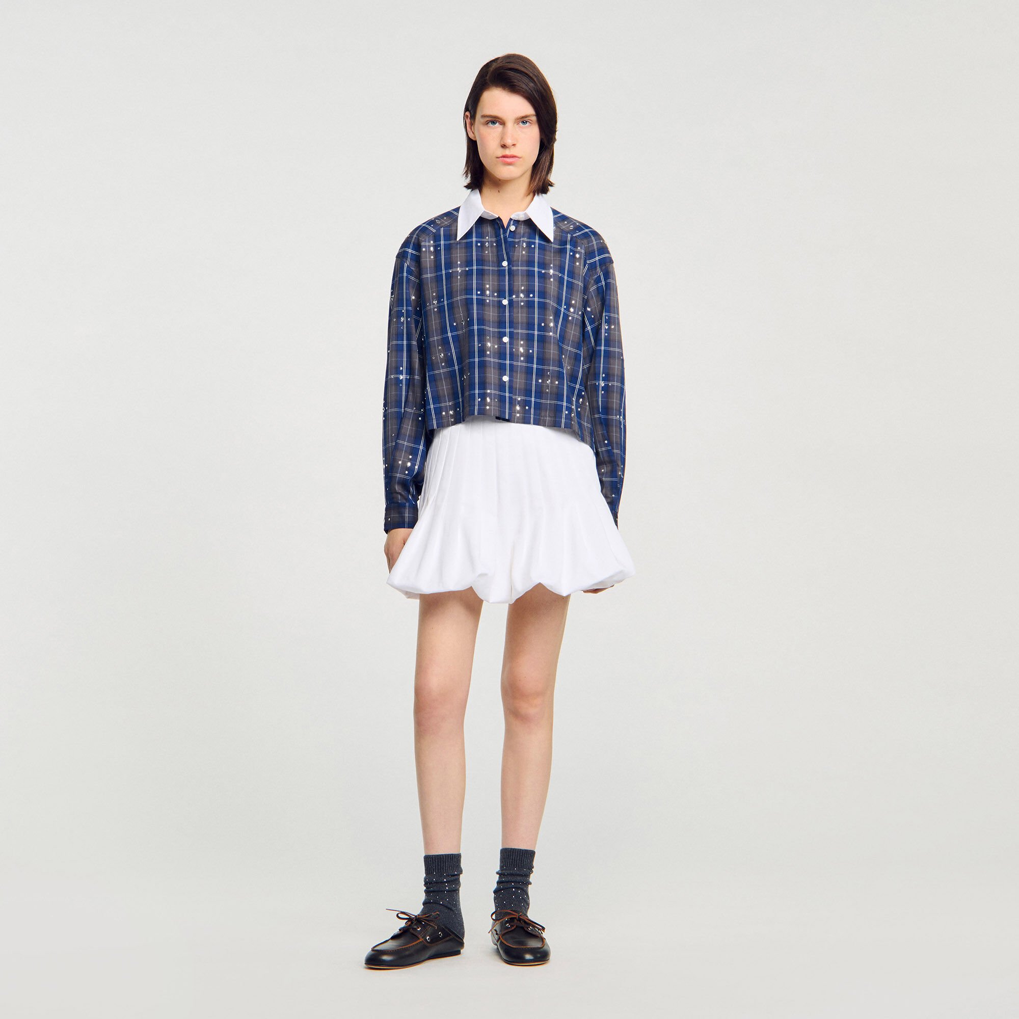 Chemise à carreaux strassée