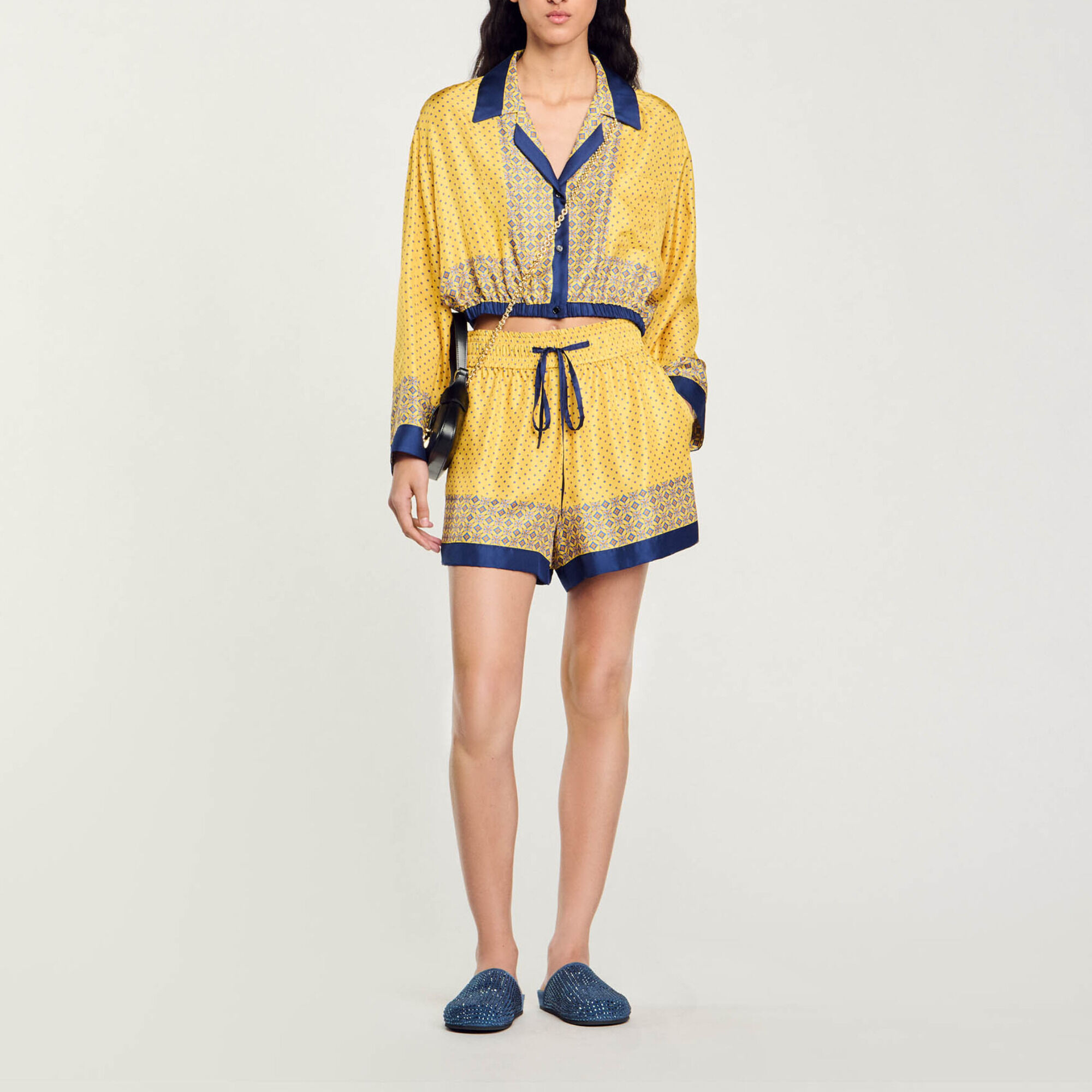 Short fluide en soie imprim&eacute;e  - Femme | Sandro Paris