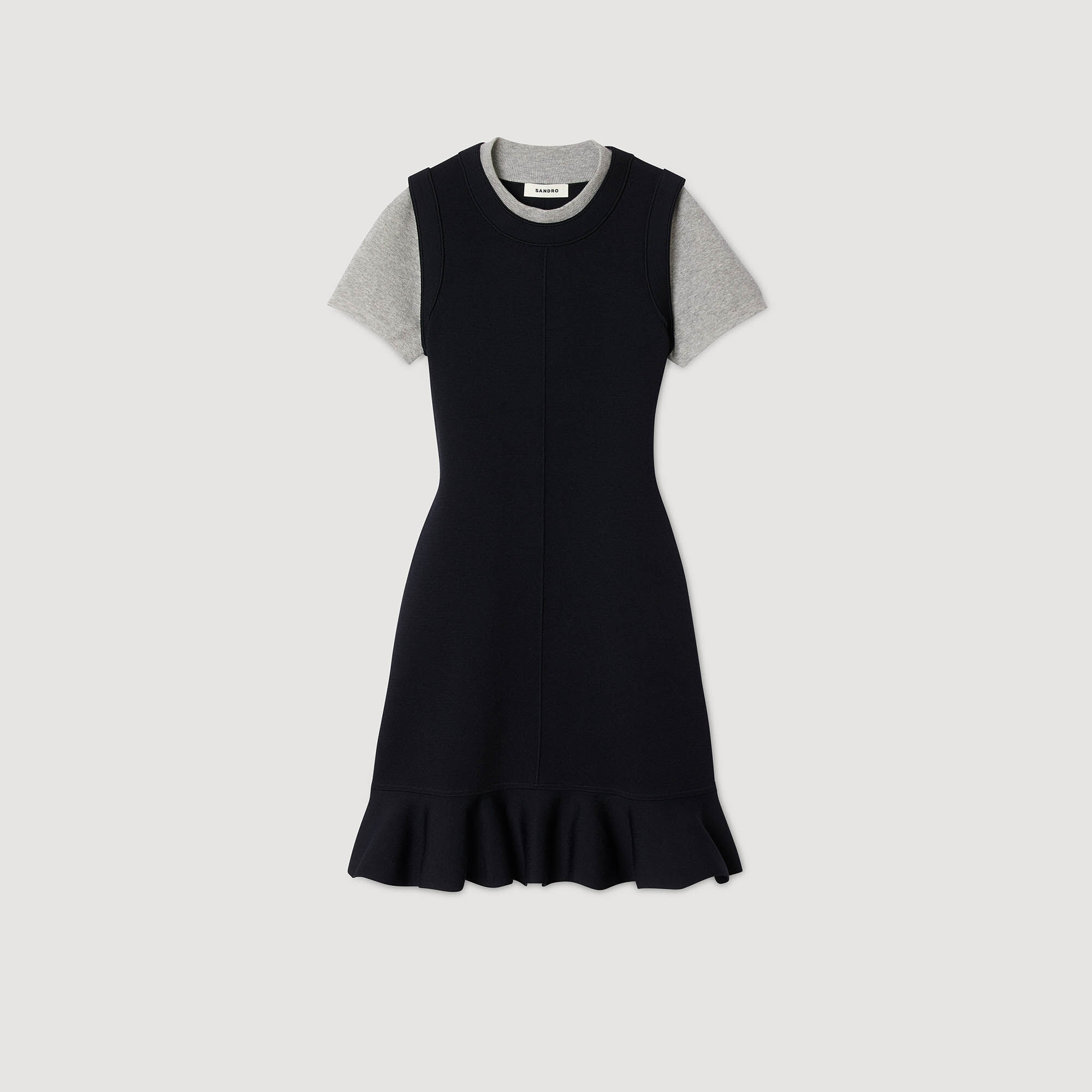 Robe courte en maille 2 en 1