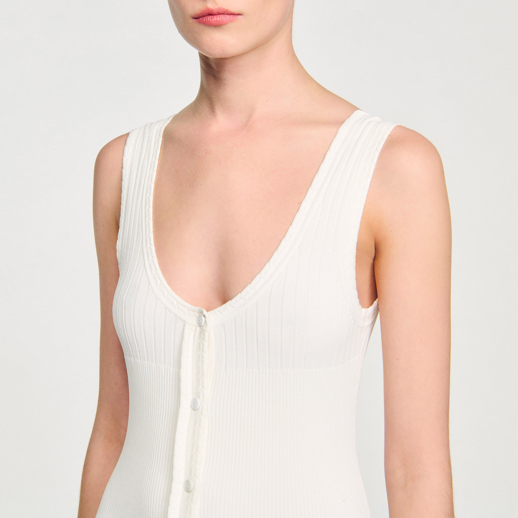 Robe longue en maille à bretelles