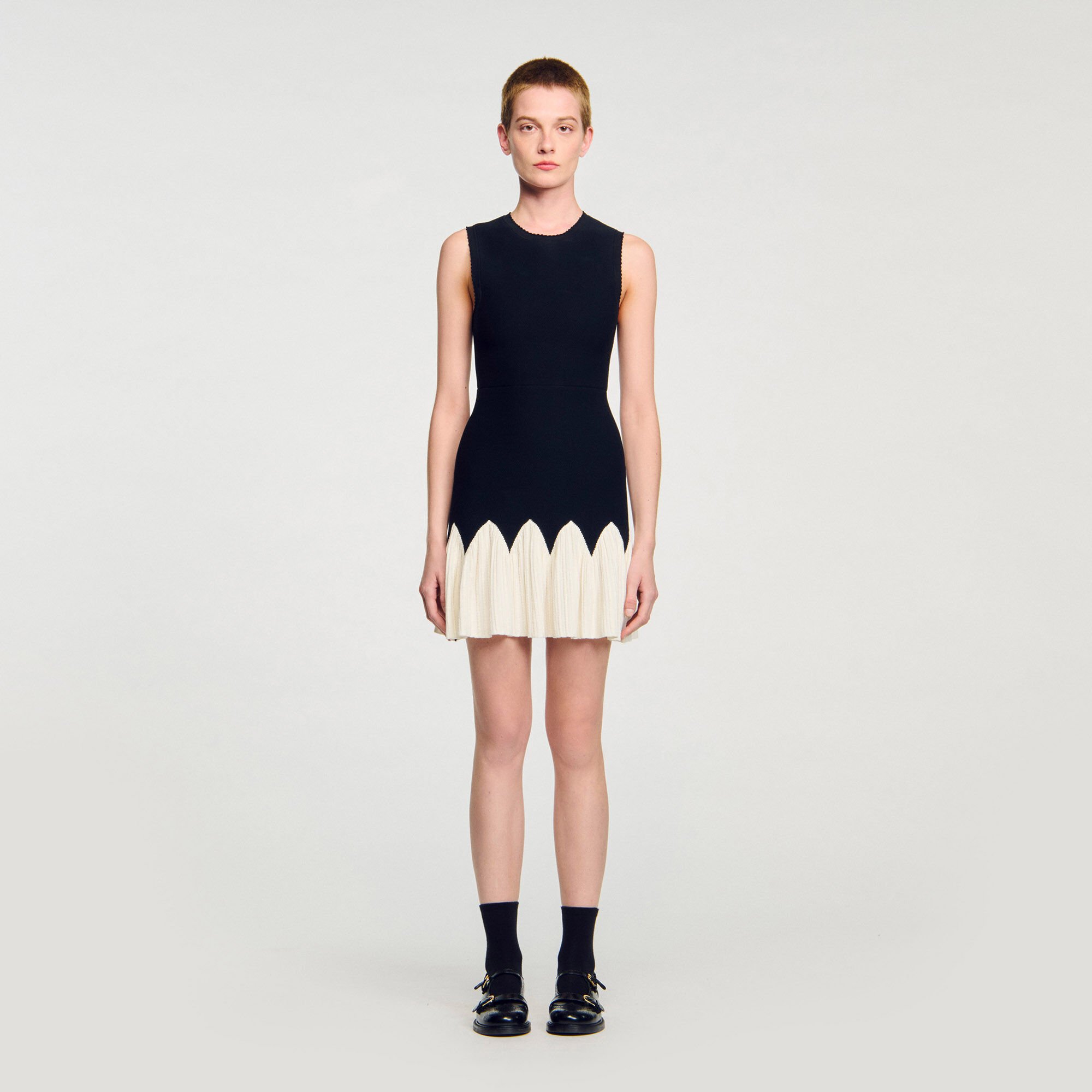 Robe courte en maille bicolore