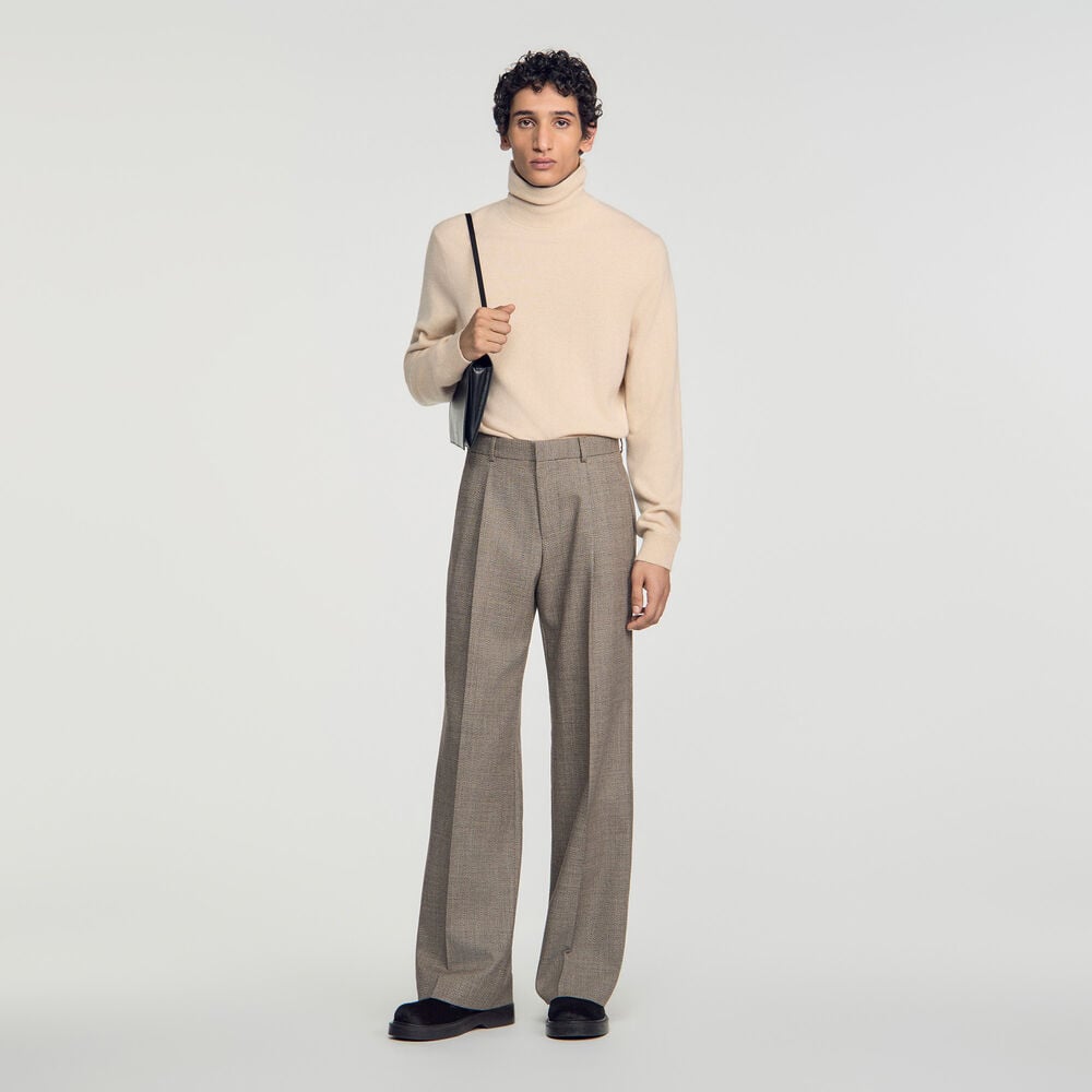 Sandro Pantalon de costume en laine – Marron
