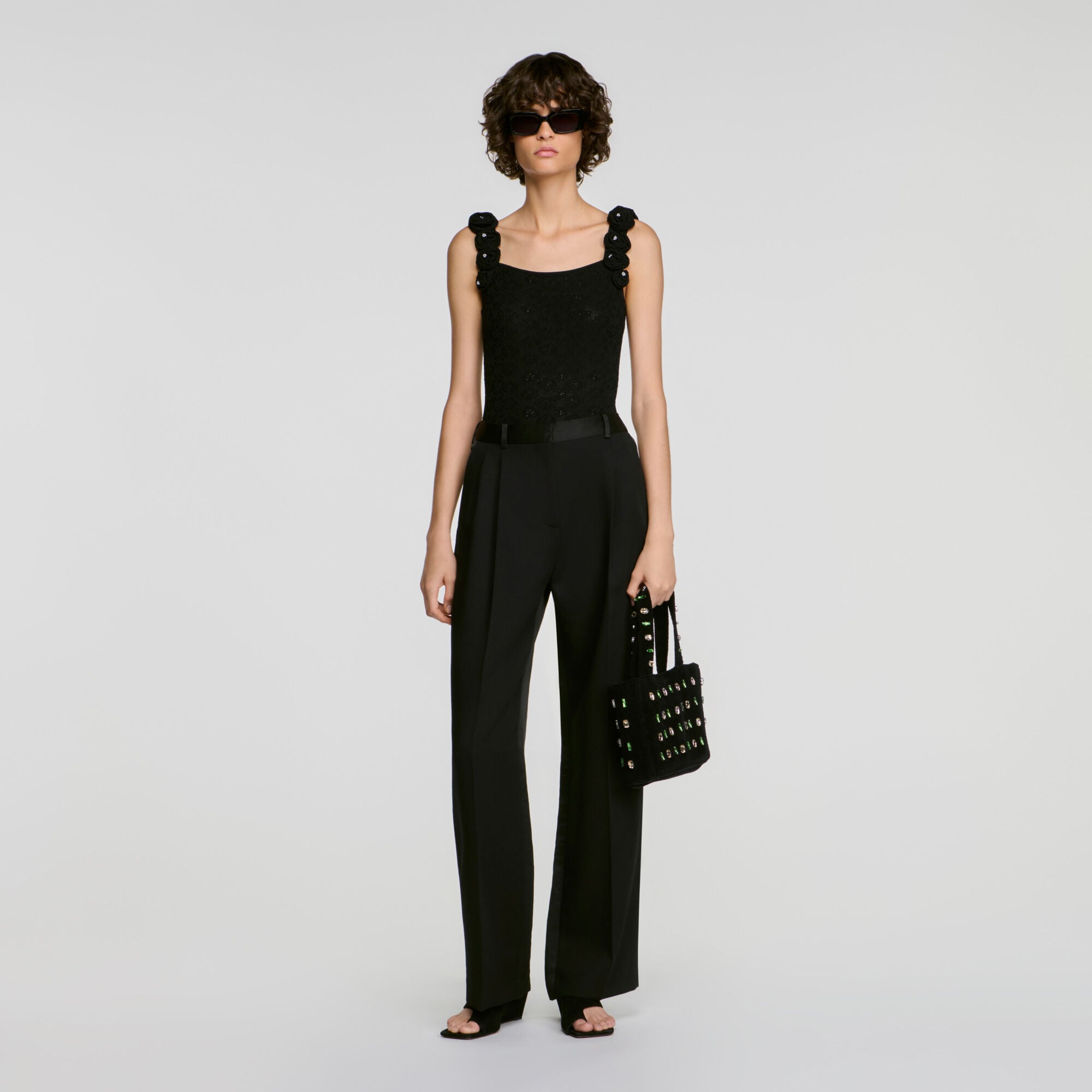 Sac en maille &agrave; bijoux pierres - Femme | Sandro Paris