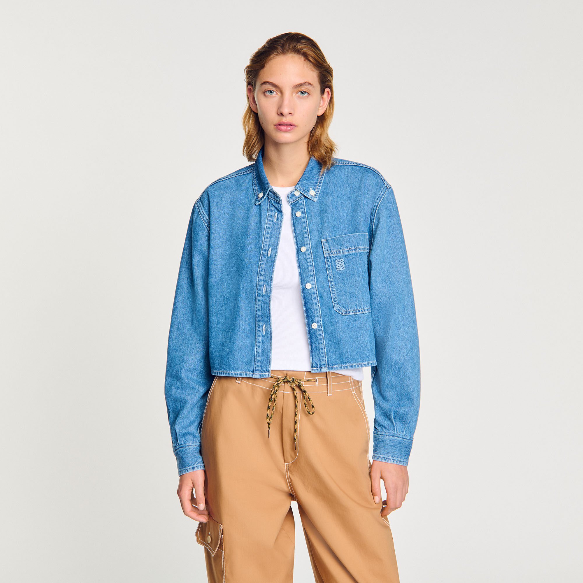 Chemise courte en jean
