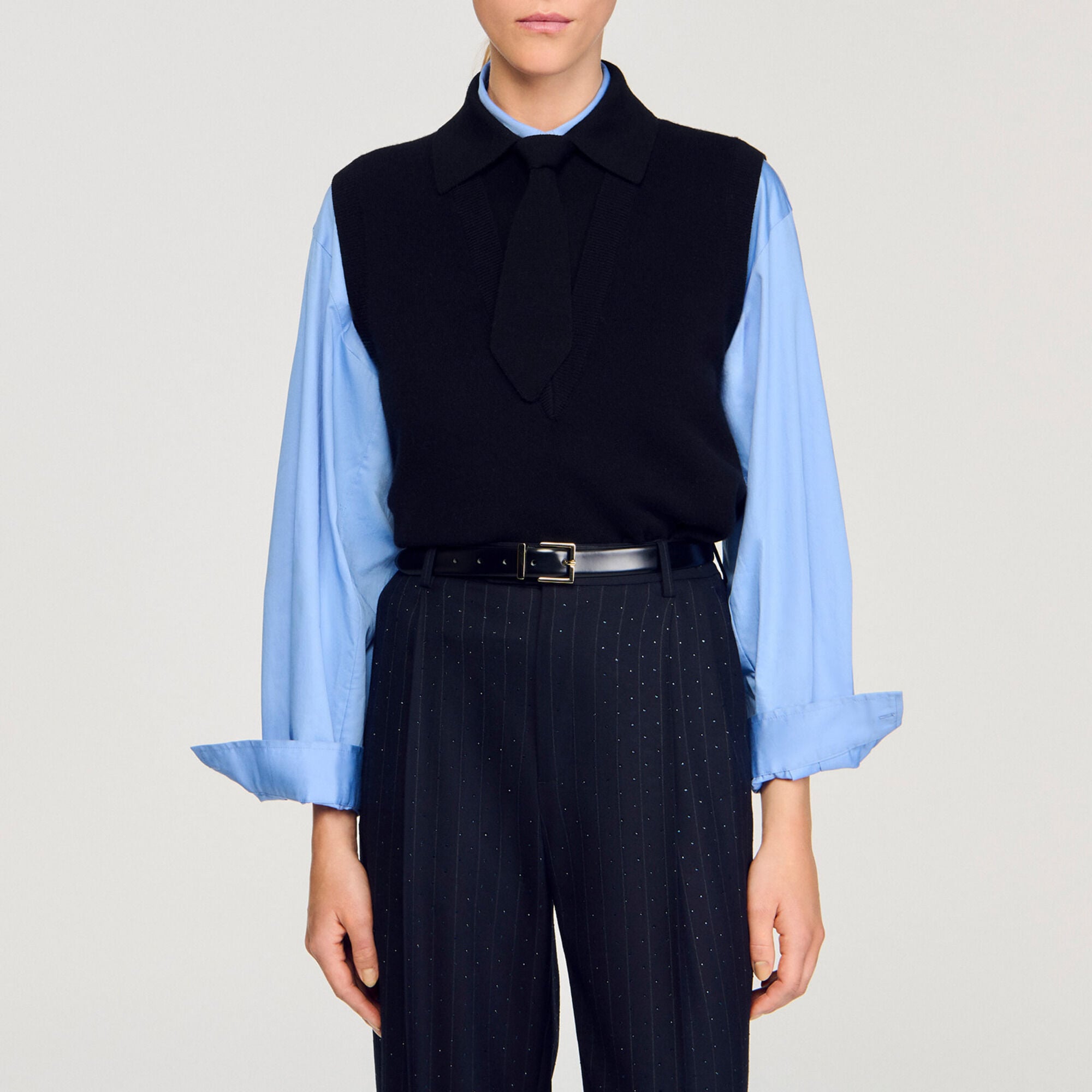 Pull &agrave; cravate - Femme | Sandro Paris