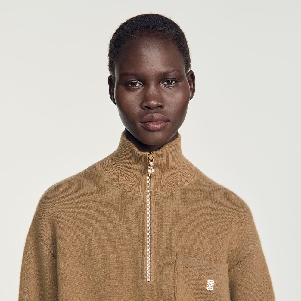 Sandro Pull laine et cachemire – Camel – vue 3