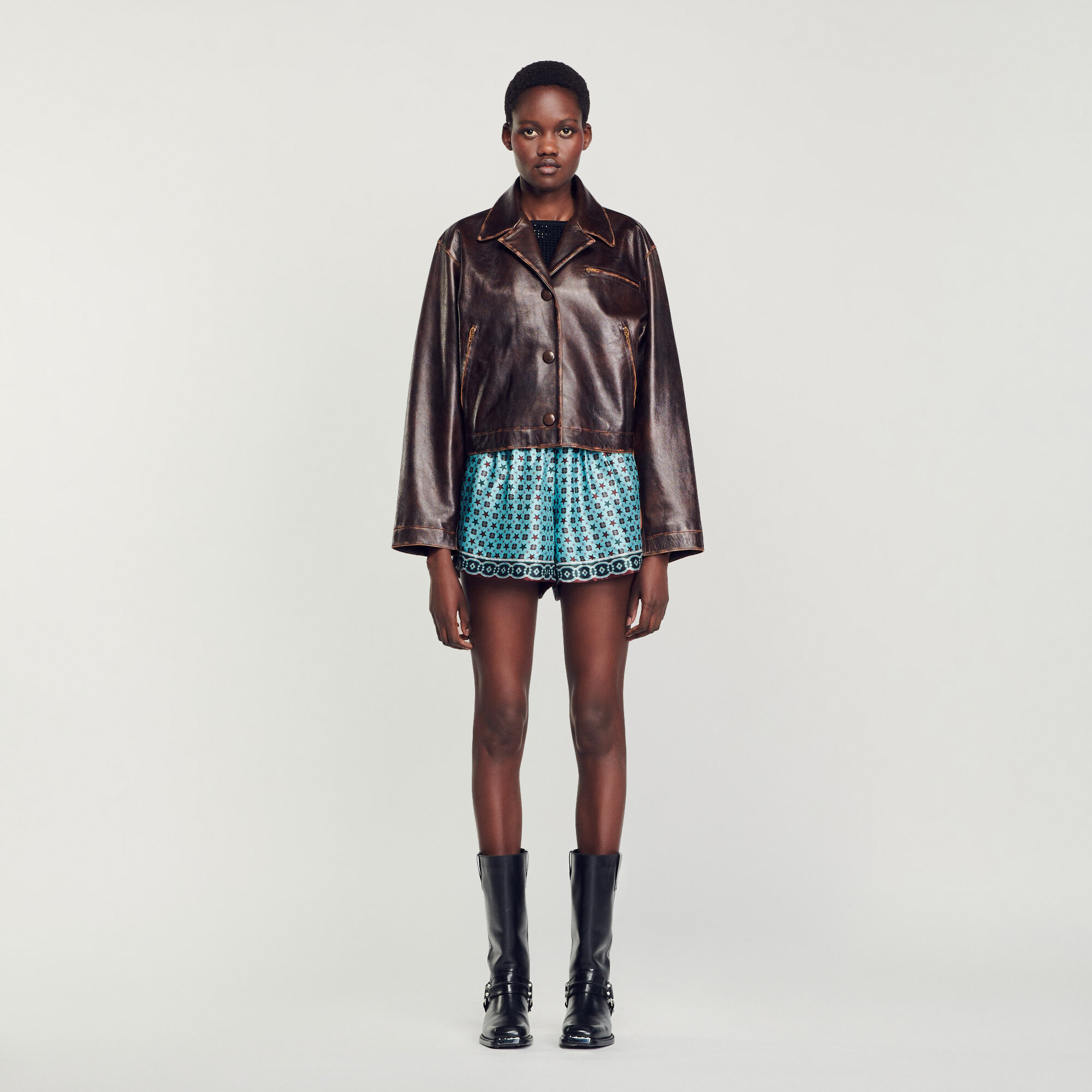 Blouson en cuir vieilli