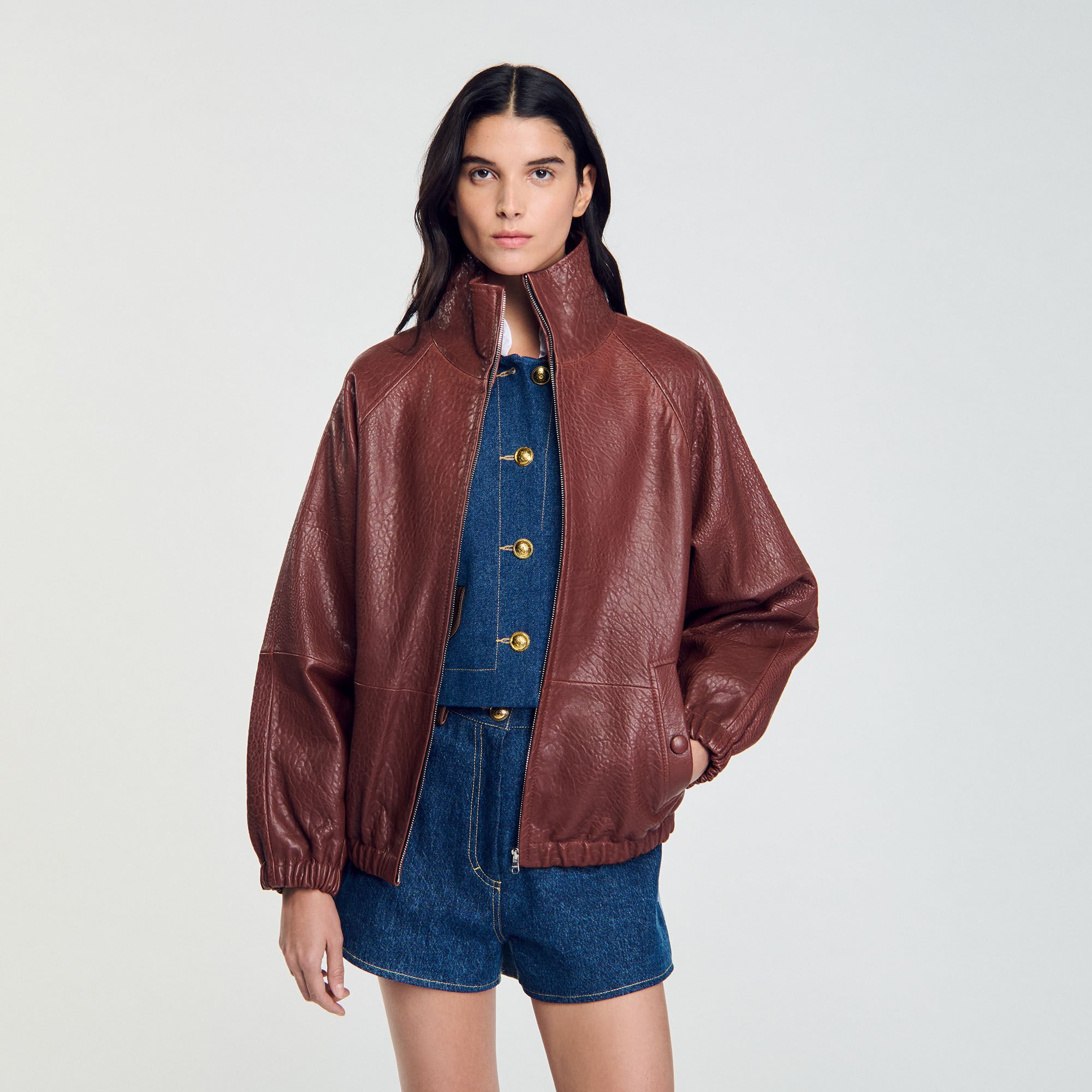 Blouson en cuir oversize